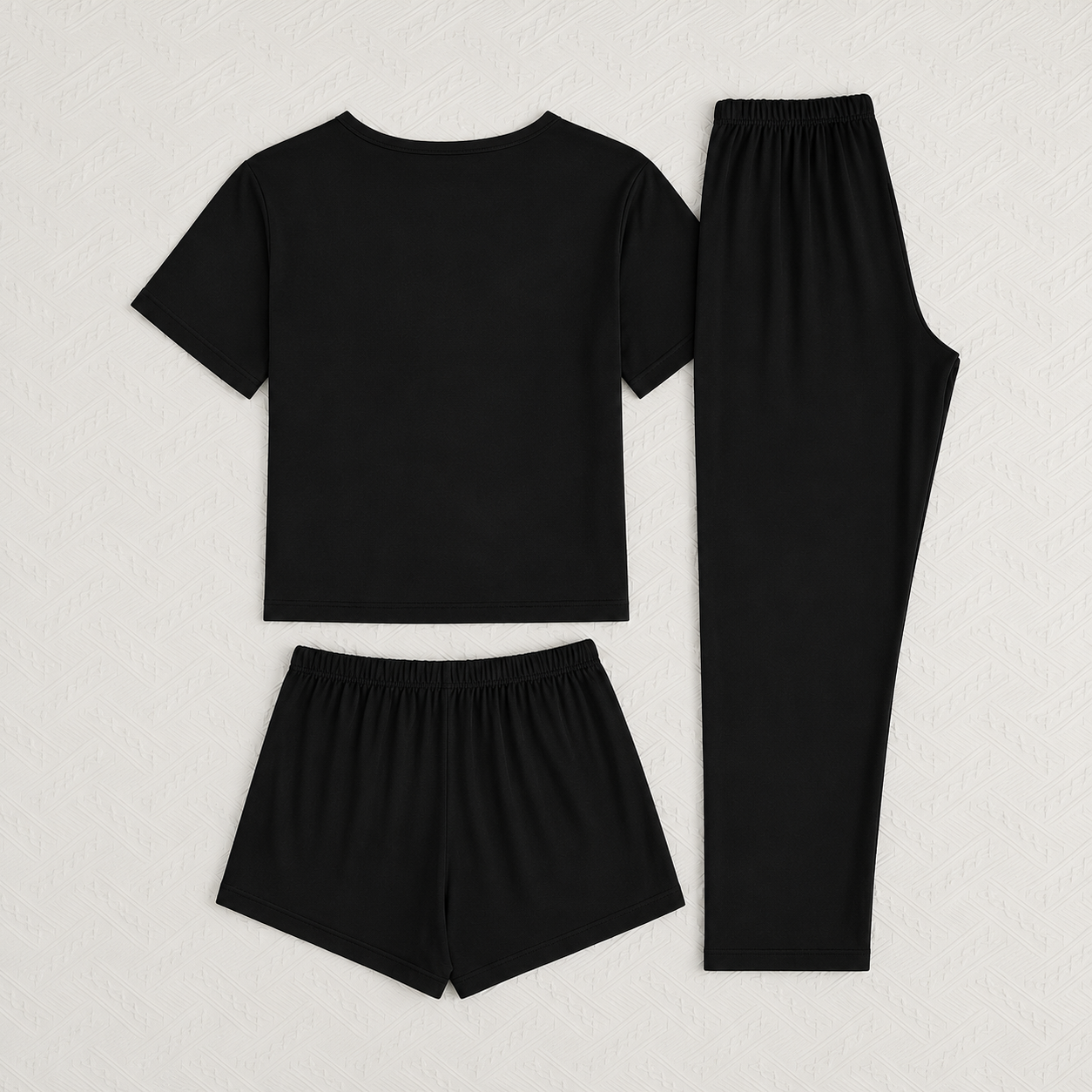 Casual Let Me Sleep Print Short Sleeves Top Casual Pants And Shorts Loungewear Set For Women