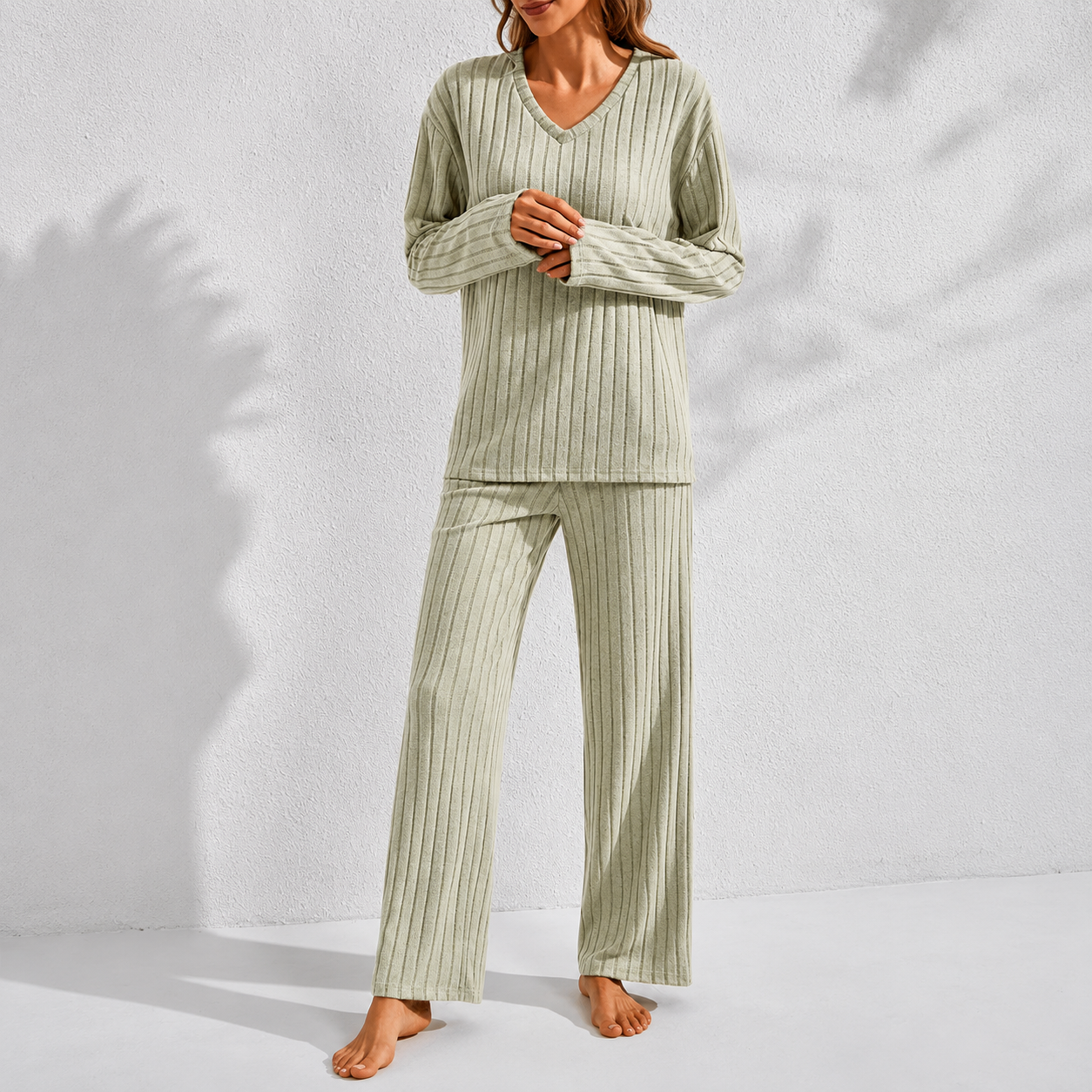 Long Sleeve Top and Pants Casual Daily Wear Loungewear Set For Women
