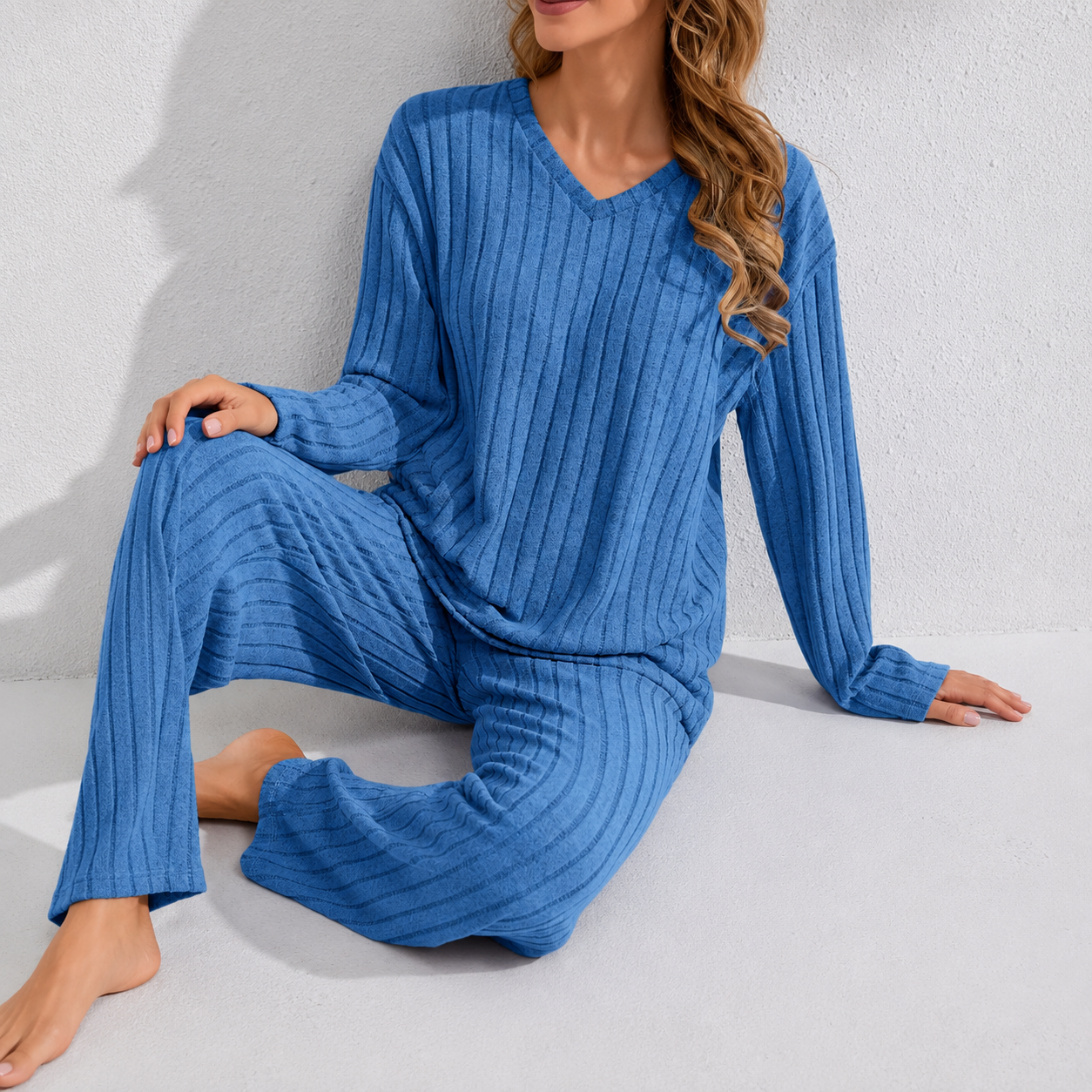 Long Sleeve Top and Pants Casual Daily Wear Loungewear Set For Women