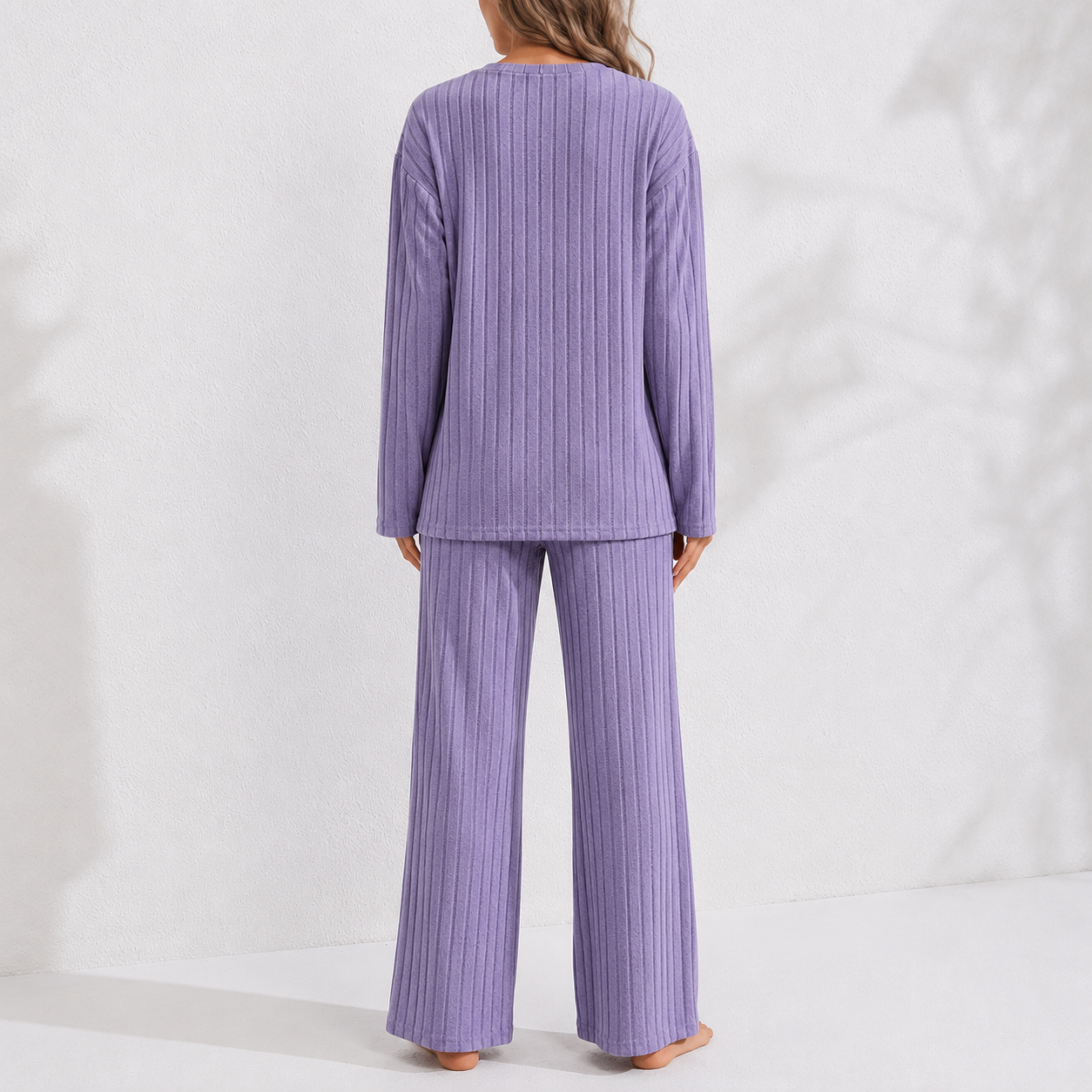 Long Sleeve Top and Pants Casual Daily Wear Loungewear Set For Women