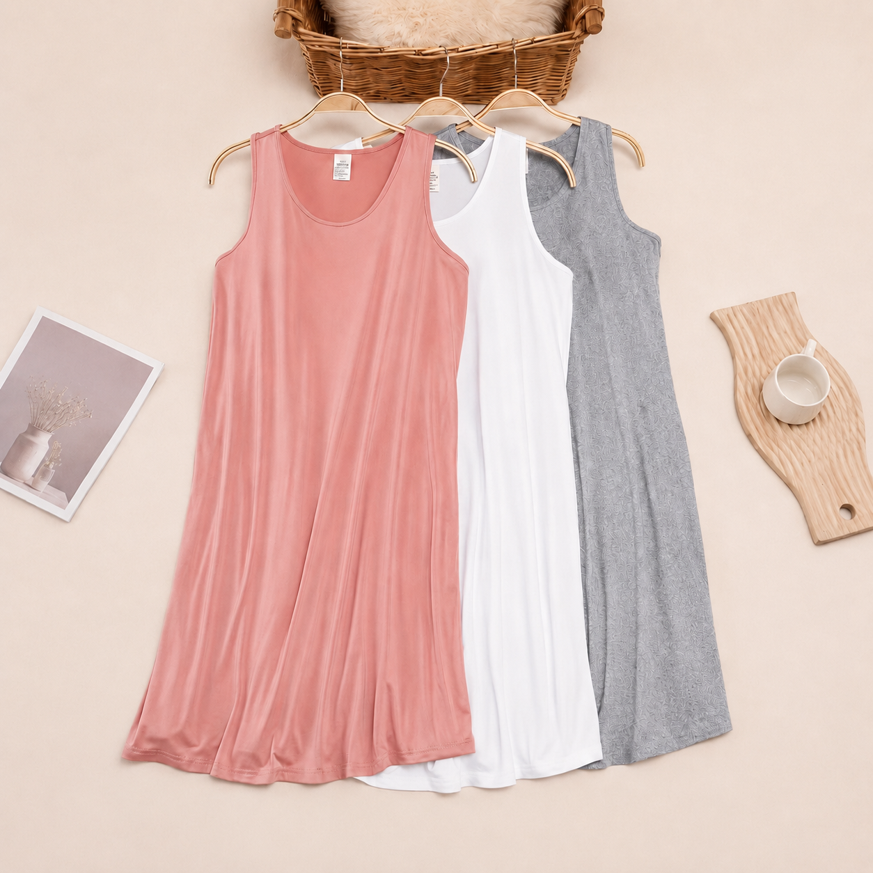 Pack Of 3 Plus Size Basic Casual Oversized Dress Set For Women
