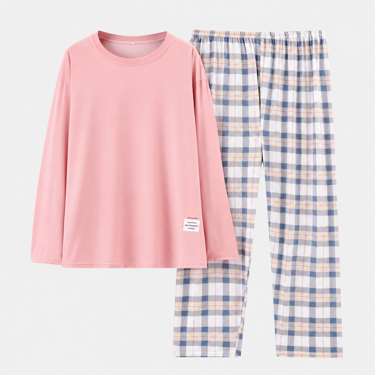 Comfortable Plaid Long Sleeve Pajama Set For Women