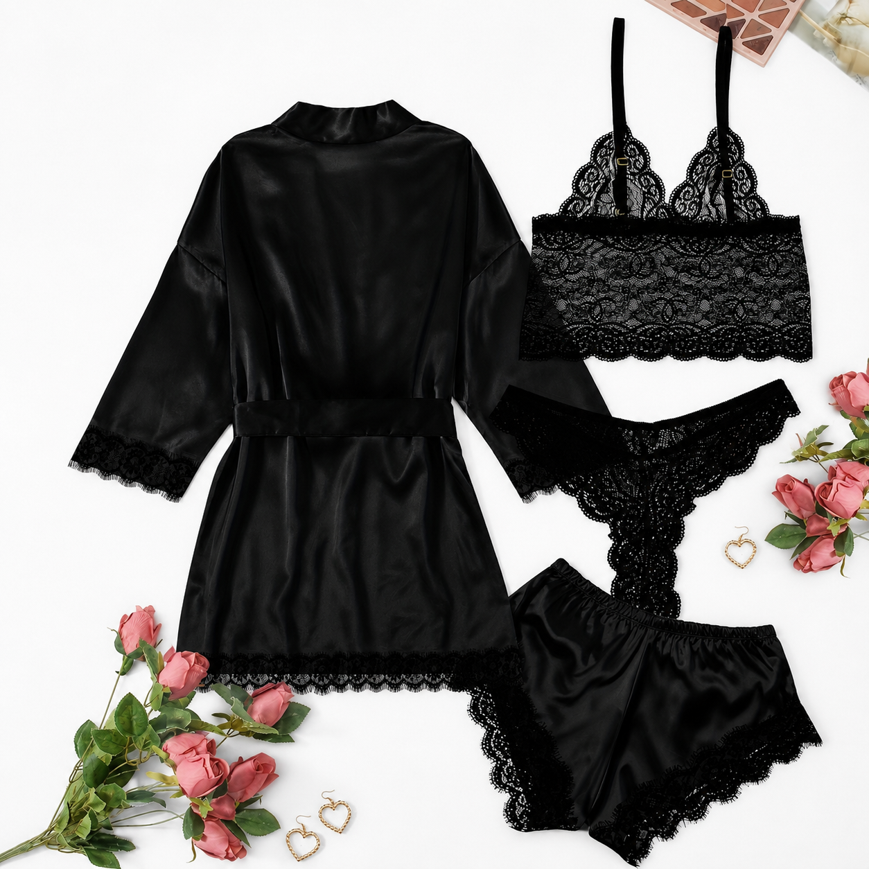 Casual Fashion Four Pieces Loungewear Shorts Set For Women