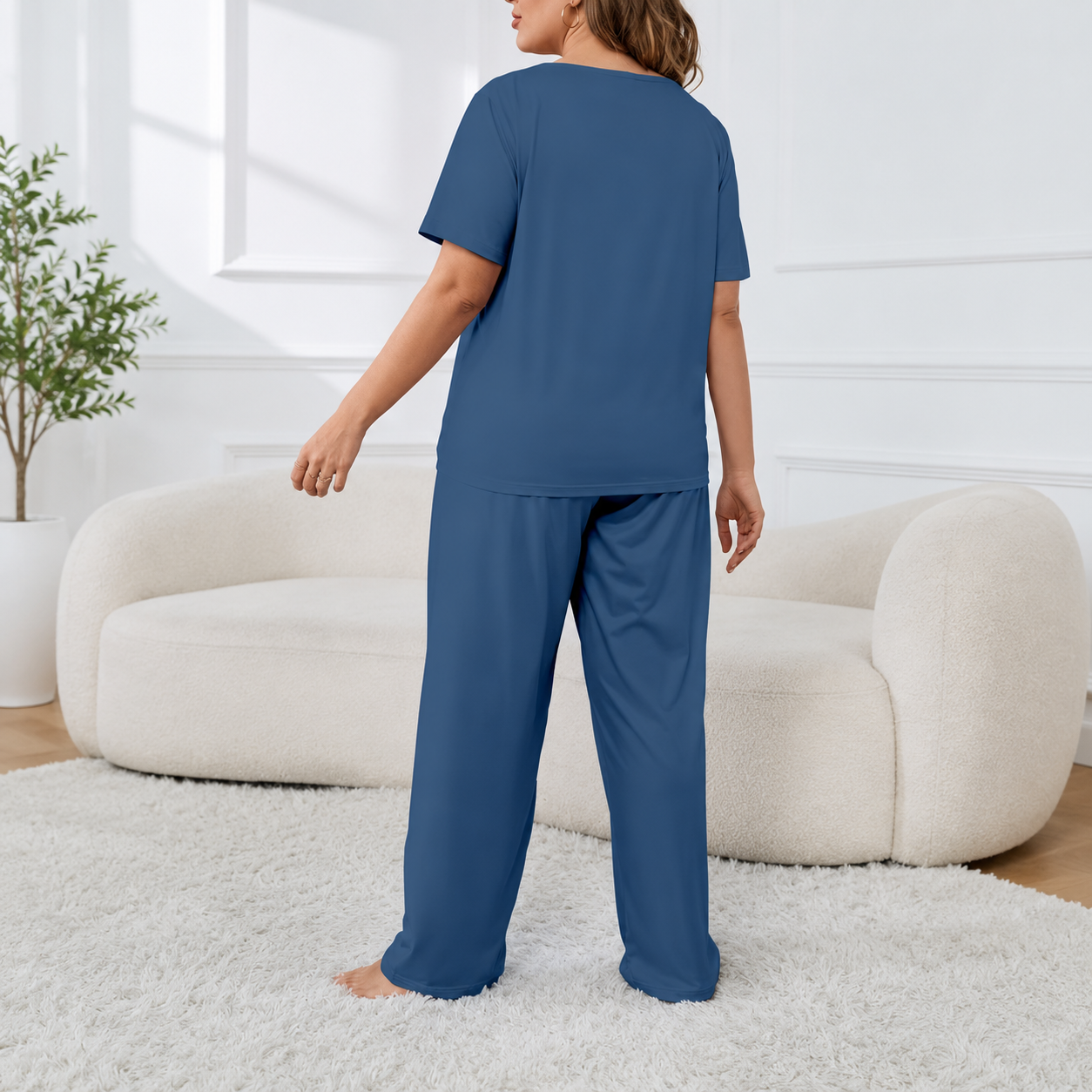 Plus Size Short Sleeve Top With Large Letter Prints And Casual Pants For Women   