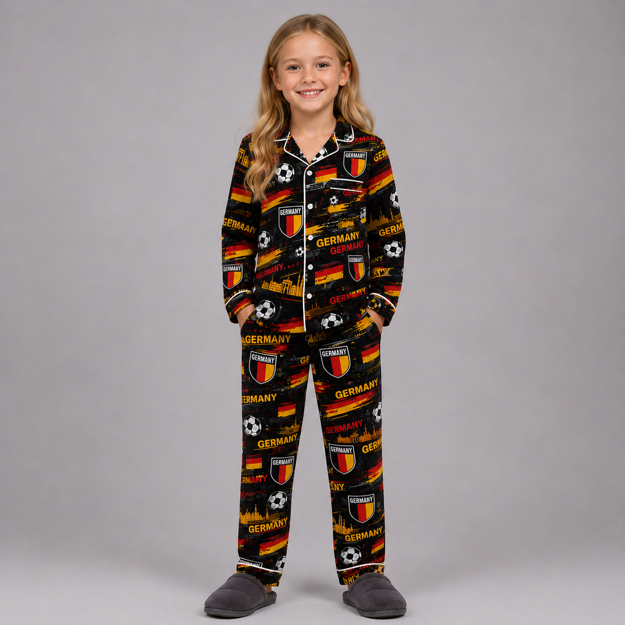 World Cup 2026 Germany Football Themed All Over Printed Matching Pajama Set