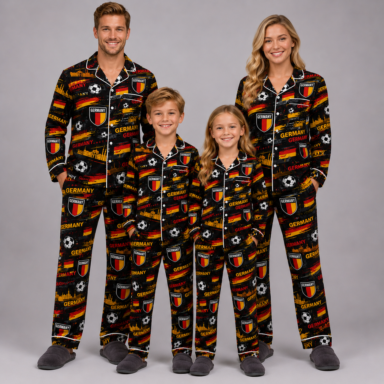 World Cup 2026 Germany Football Themed All Over Printed Matching Pajama Set
