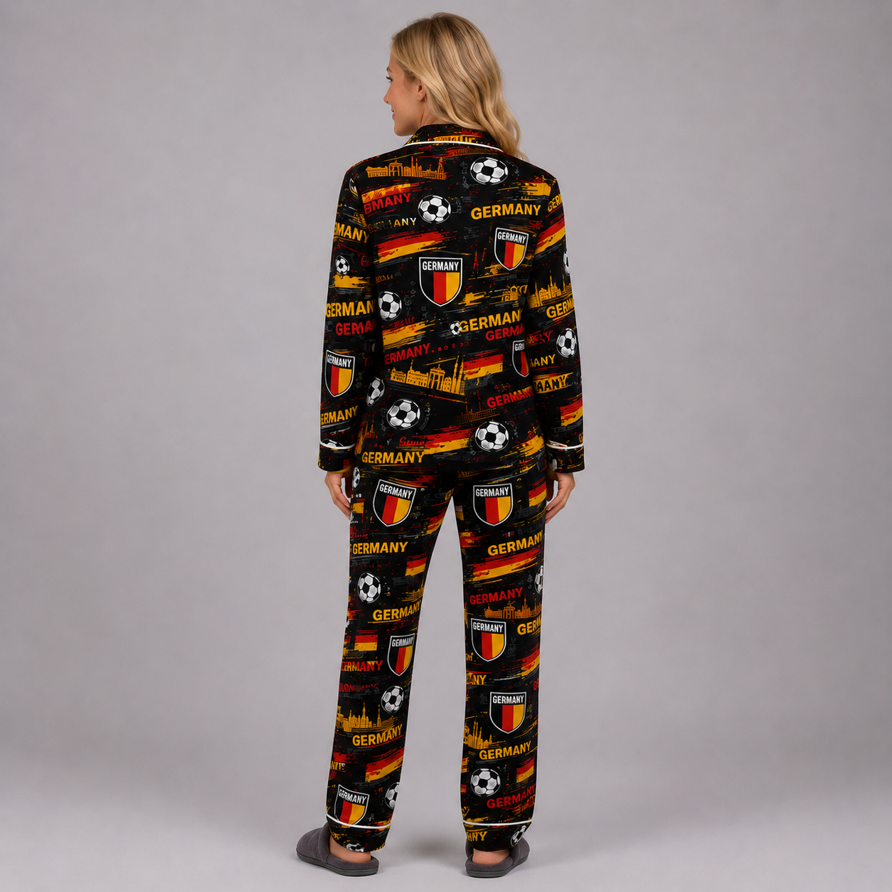 World Cup 2026 Germany Football Themed All Over Printed Matching Pajama Set