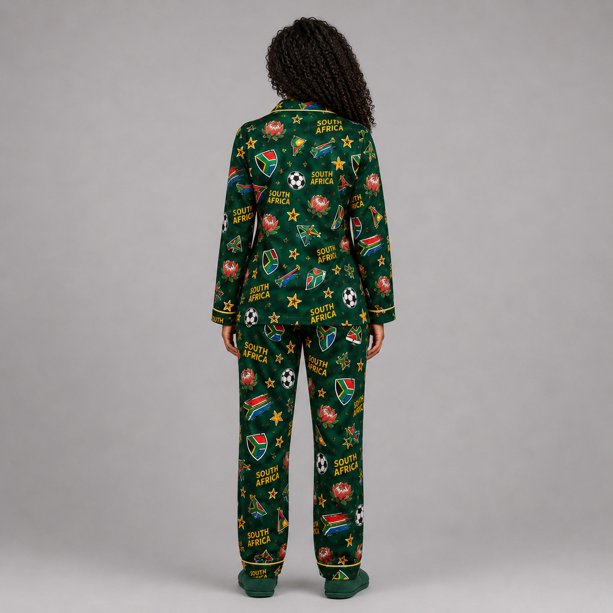 World Cup 2026 South Africa Football Themed All Over Printed Matching Pajama Set