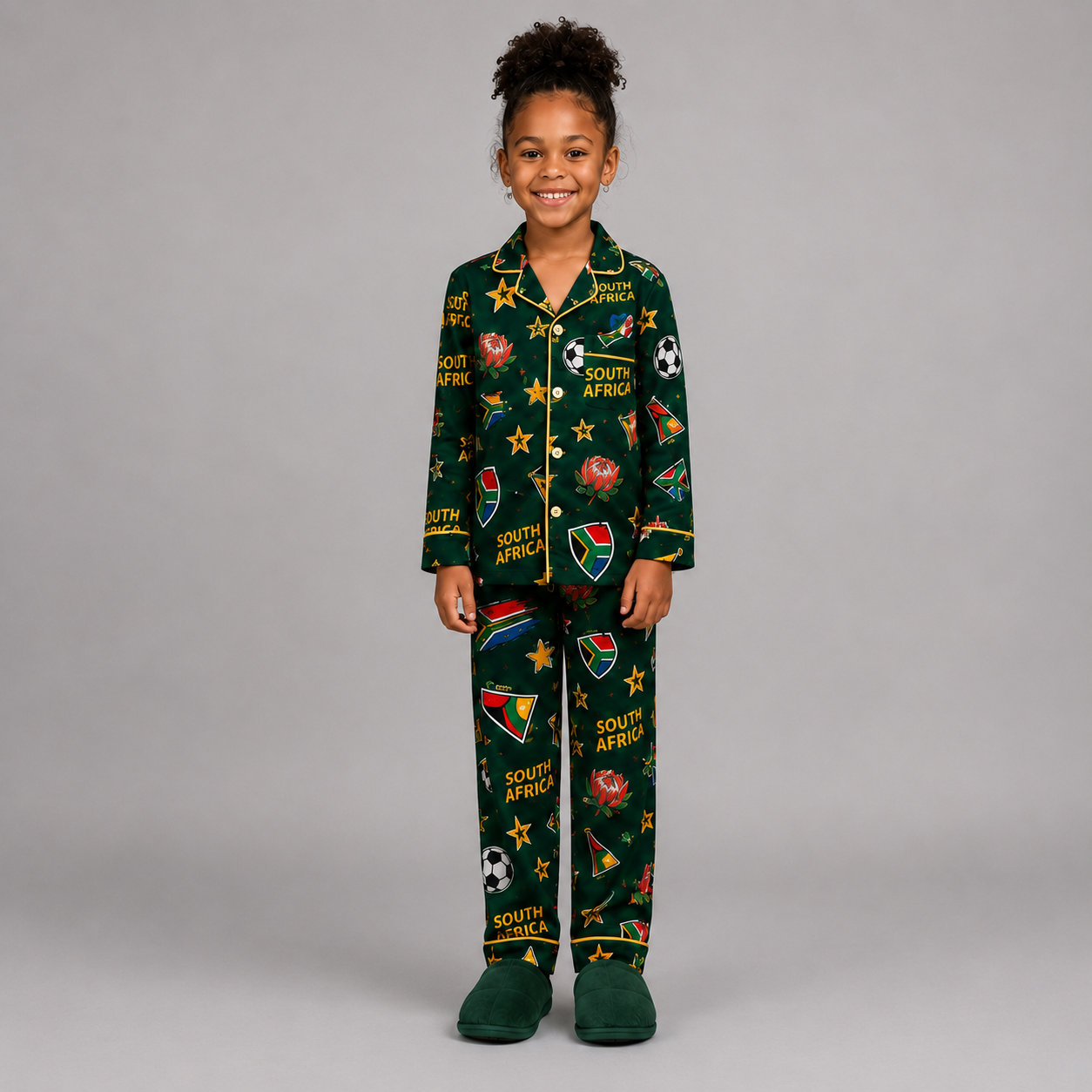 World Cup 2026 South Africa Football Themed All Over Printed Matching Pajama Set