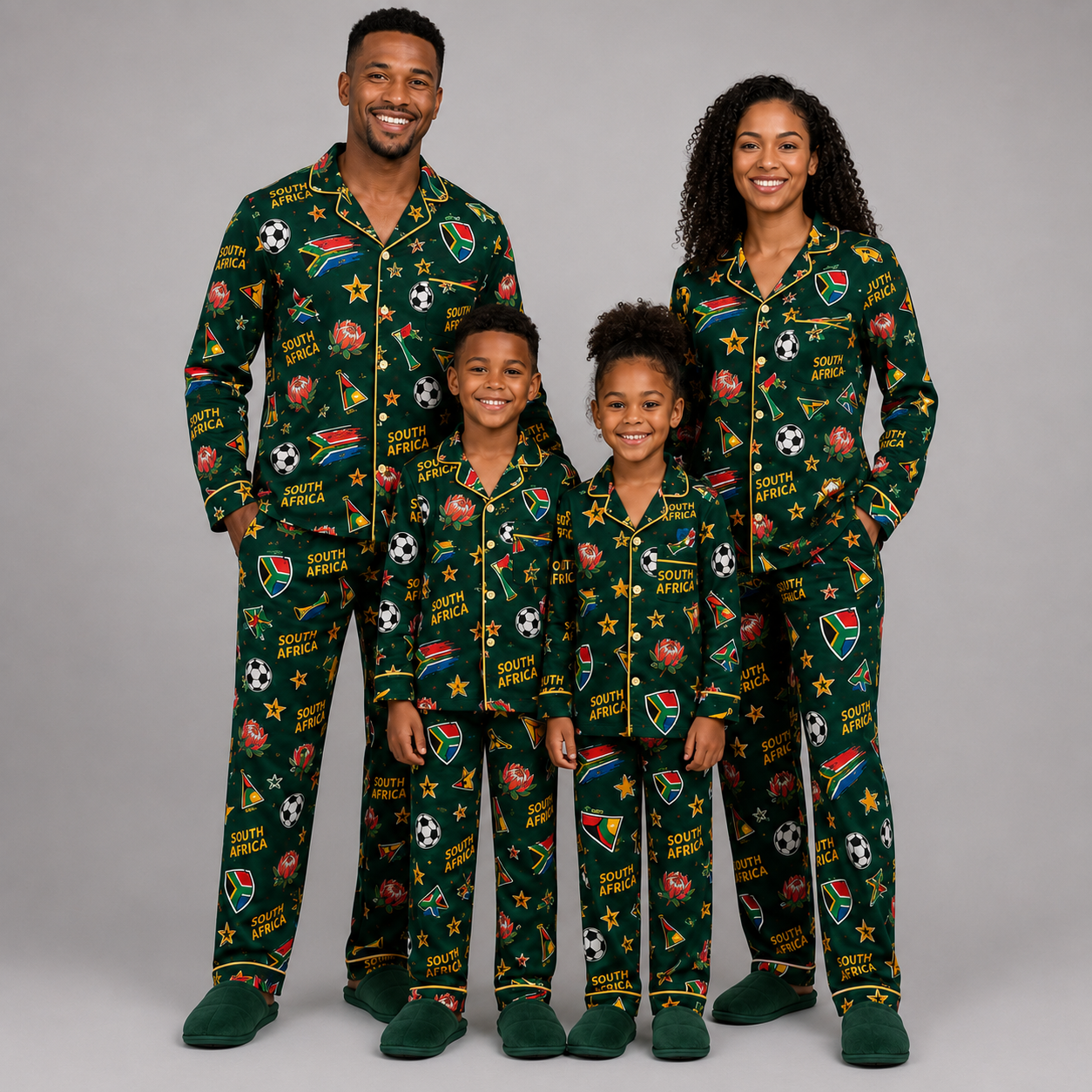 World Cup 2026 South Africa Football Themed All Over Printed Matching Pajama Set