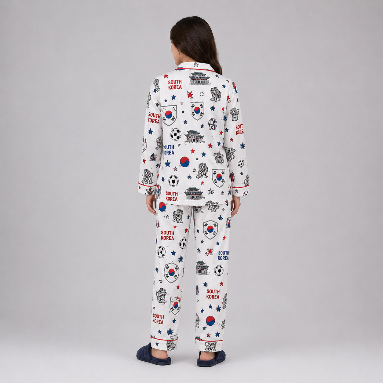 World Cup 2026 South Korea Football Themed All Over Printed Matching Pajama Set