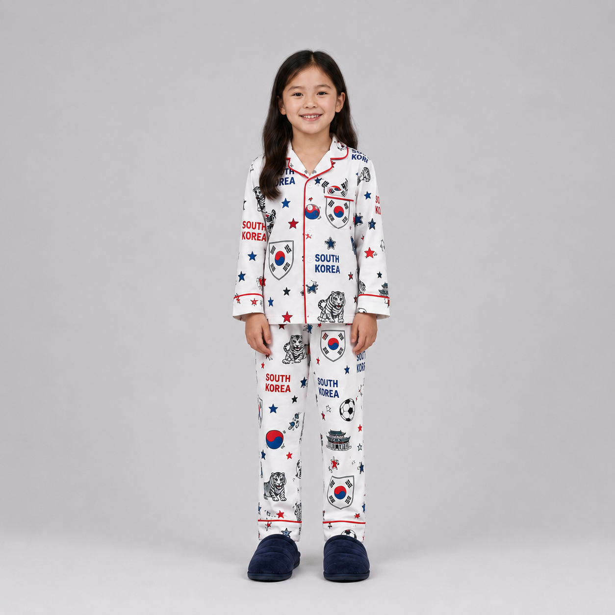 World Cup 2026 South Korea Football Themed All Over Printed Matching Pajama Set