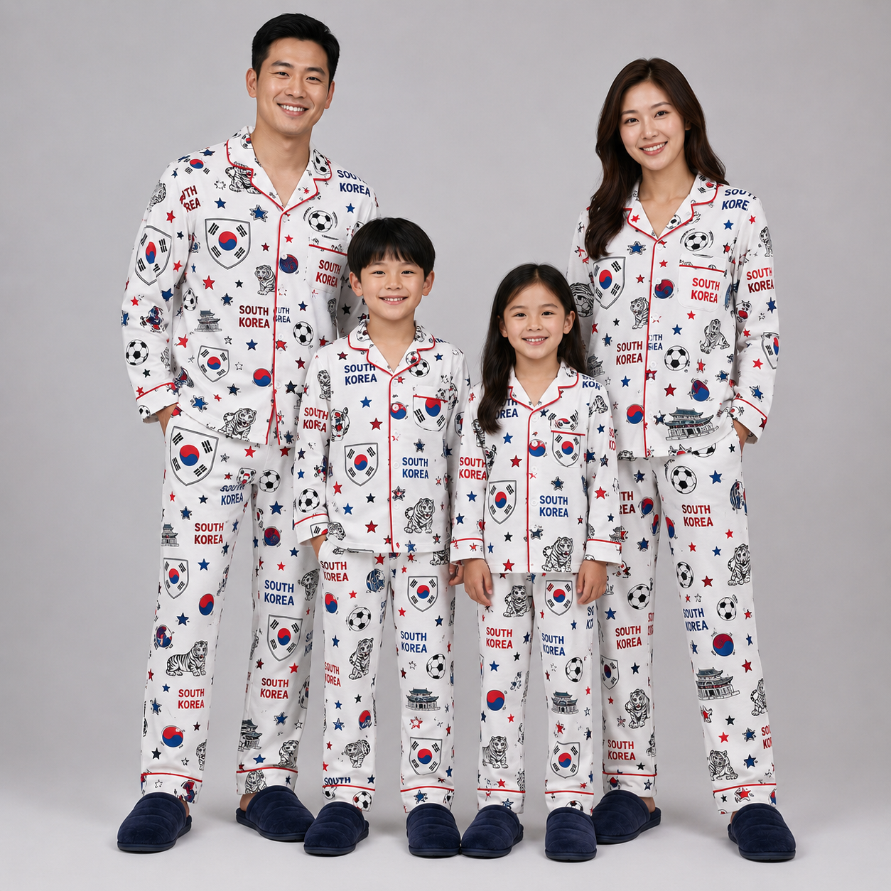 World Cup 2026 South Korea Football Themed All Over Printed Matching Pajama Set