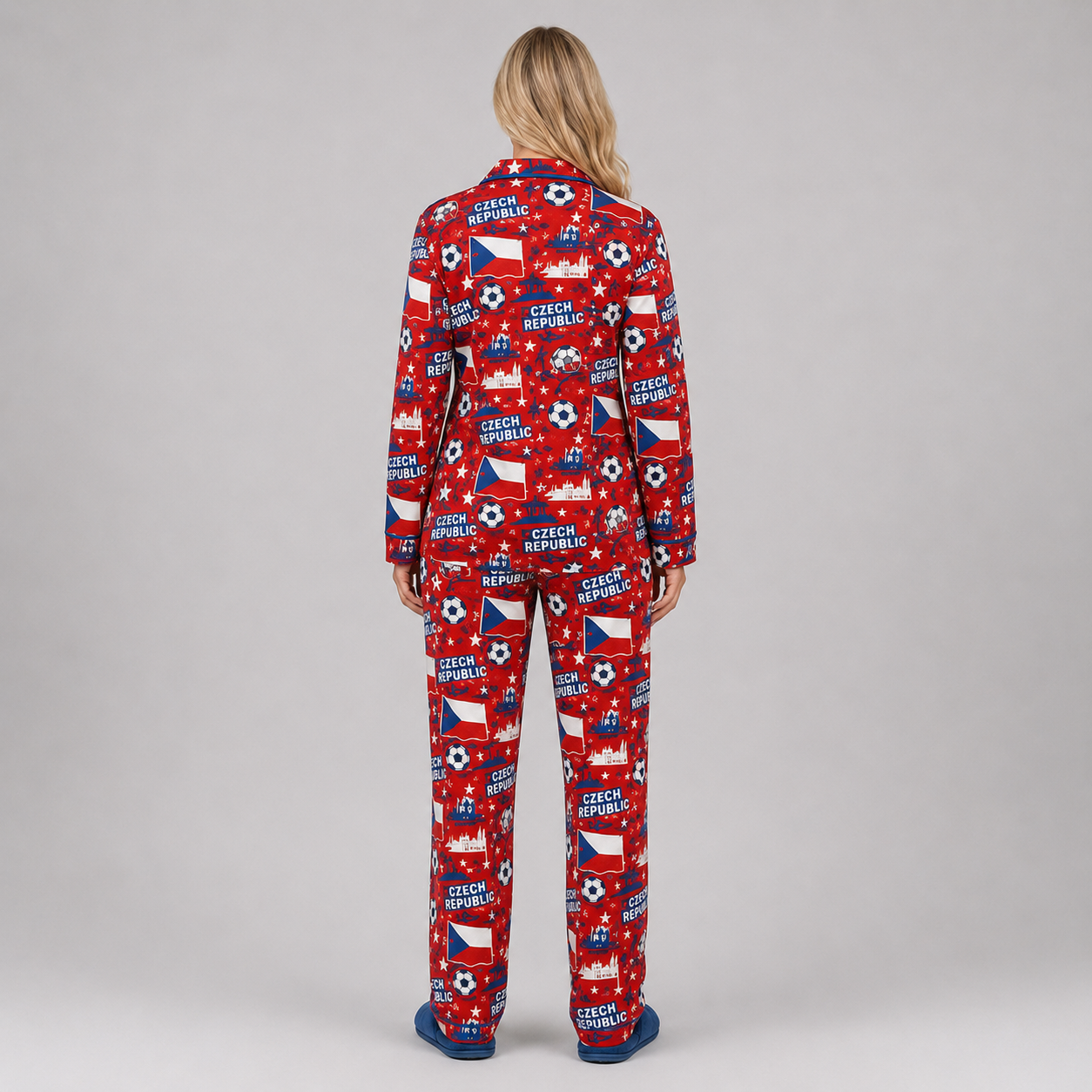 World Cup 2026 Czech Republic Football Themed All Over Printed Matching Pajama Set