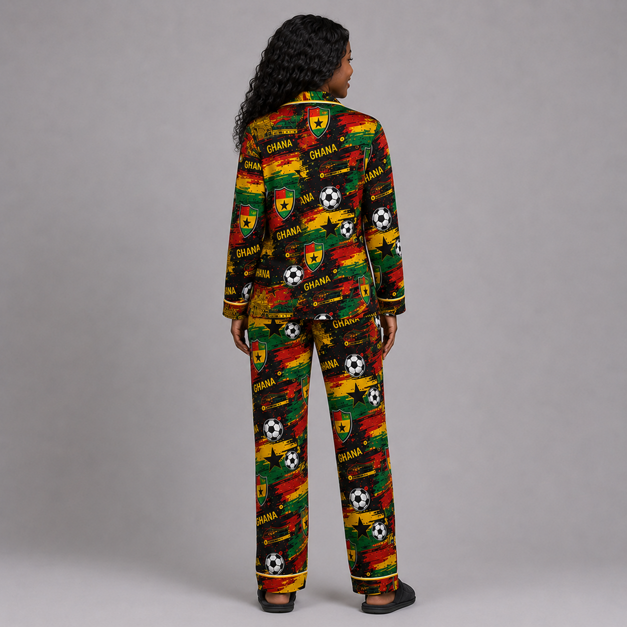 World Cup 2026 Ghana Football Themed All Over Printed Matching Pajama Set