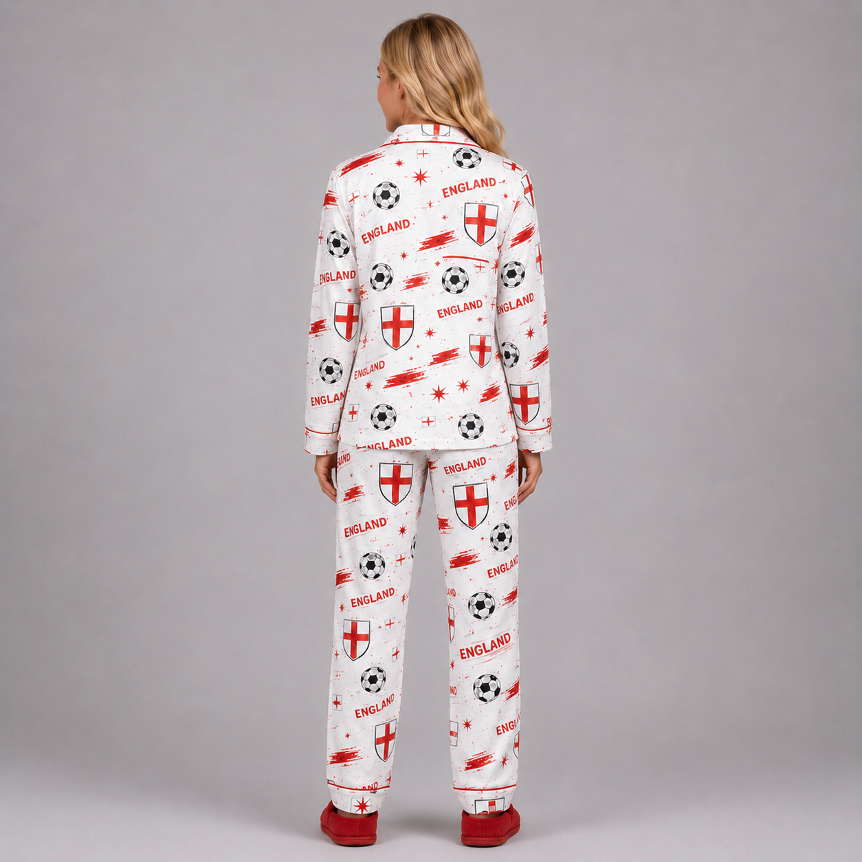 World Cup 2026 England Football Themed All Over Printed Matching Pajama Set