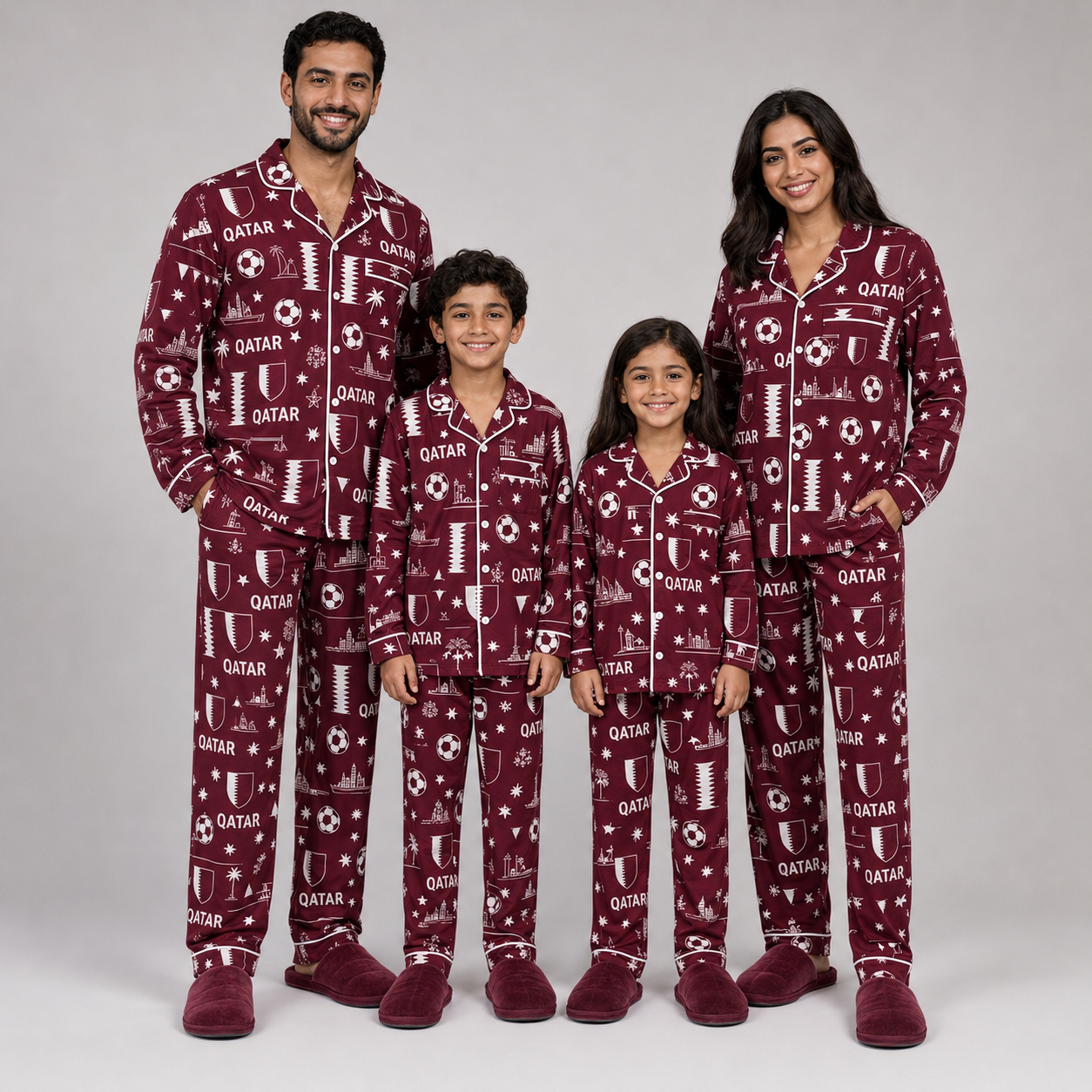World Cup 2026 Qatar Football Themed All Over Printed Matching Pajama Set