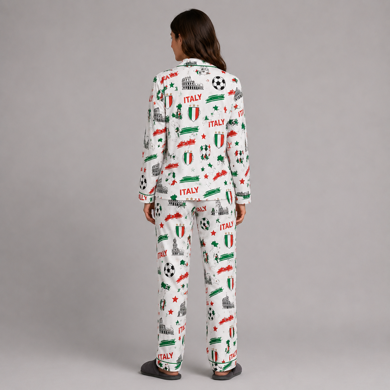 World Cup 2026 Italy Football Themed All Over Printed Matching Pajama Set