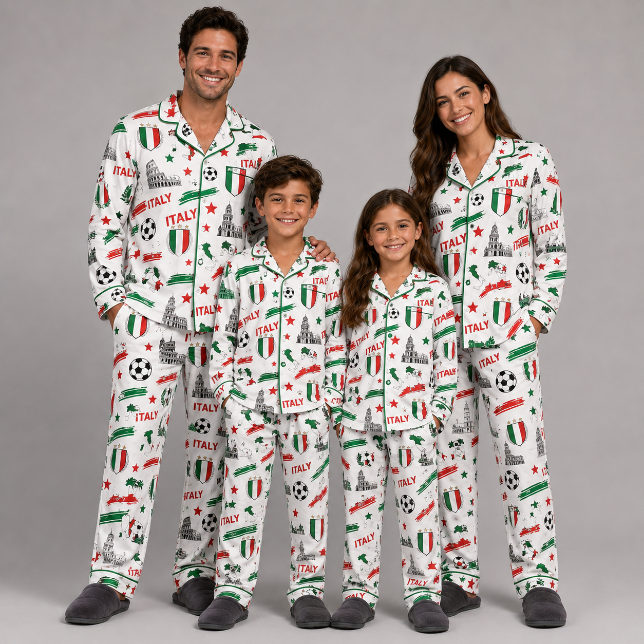 World Cup 2026 Italy Football Themed All Over Printed Matching Pajama Set