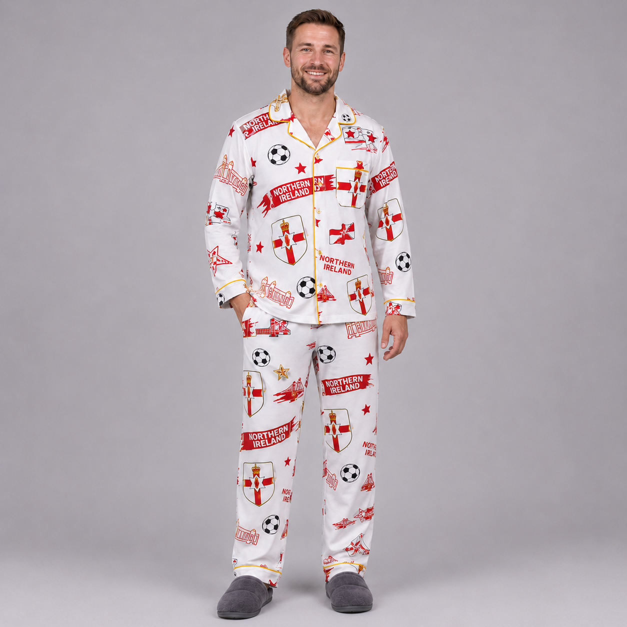 World Cup 2026 Northern Ireland Football Themed All Over Printed Matching Pajama Set