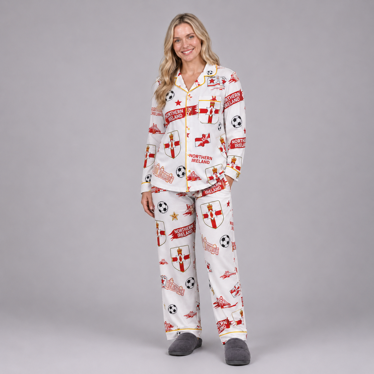 World Cup 2026 Northern Ireland Football Themed All Over Printed Matching Pajama Set