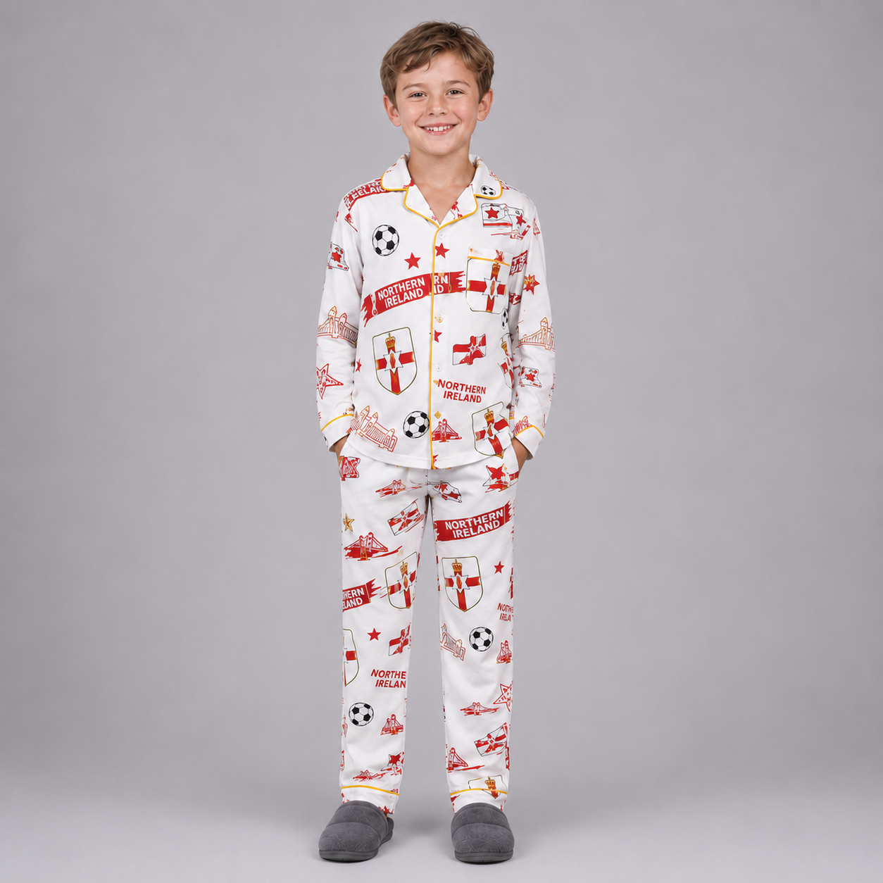 World Cup 2026 Northern Ireland Football Themed All Over Printed Matching Pajama Set