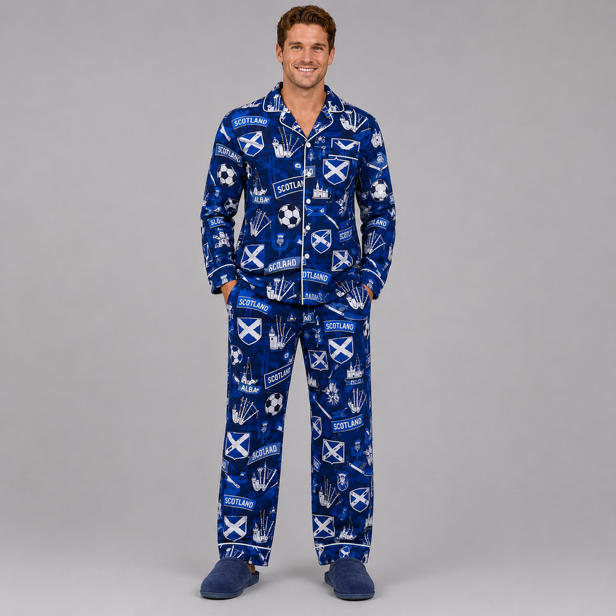 World Cup 2026 Scotland Football Themed All Over Printed Matching Pajama Set