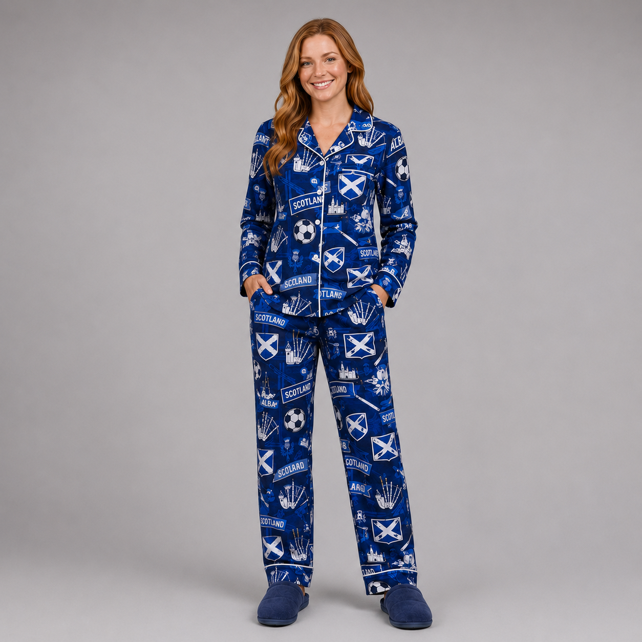 World Cup 2026 Scotland Football Themed All Over Printed Matching Pajama Set