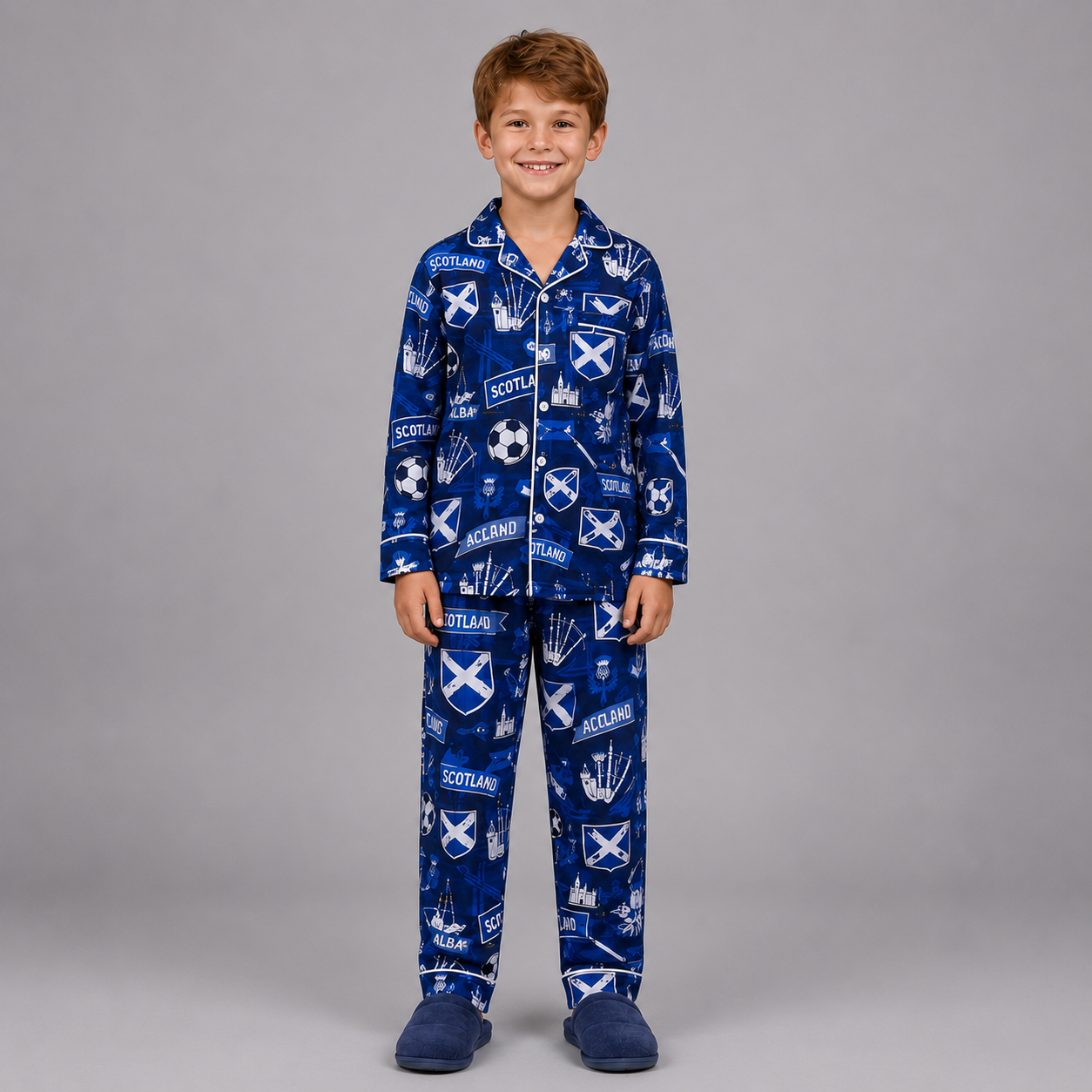World Cup 2026 Scotland Football Themed All Over Printed Matching Pajama Set