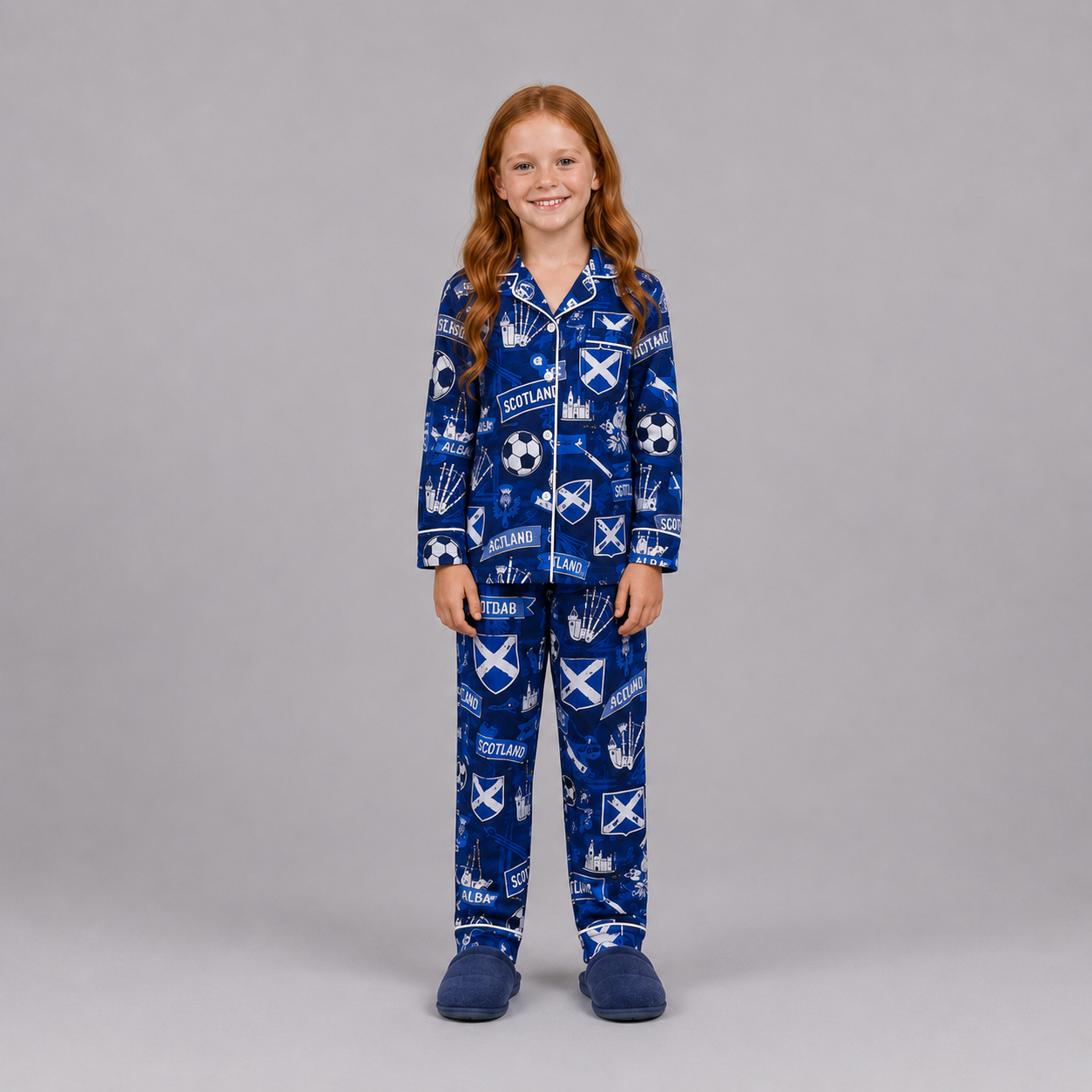 World Cup 2026 Scotland Football Themed All Over Printed Matching Pajama Set