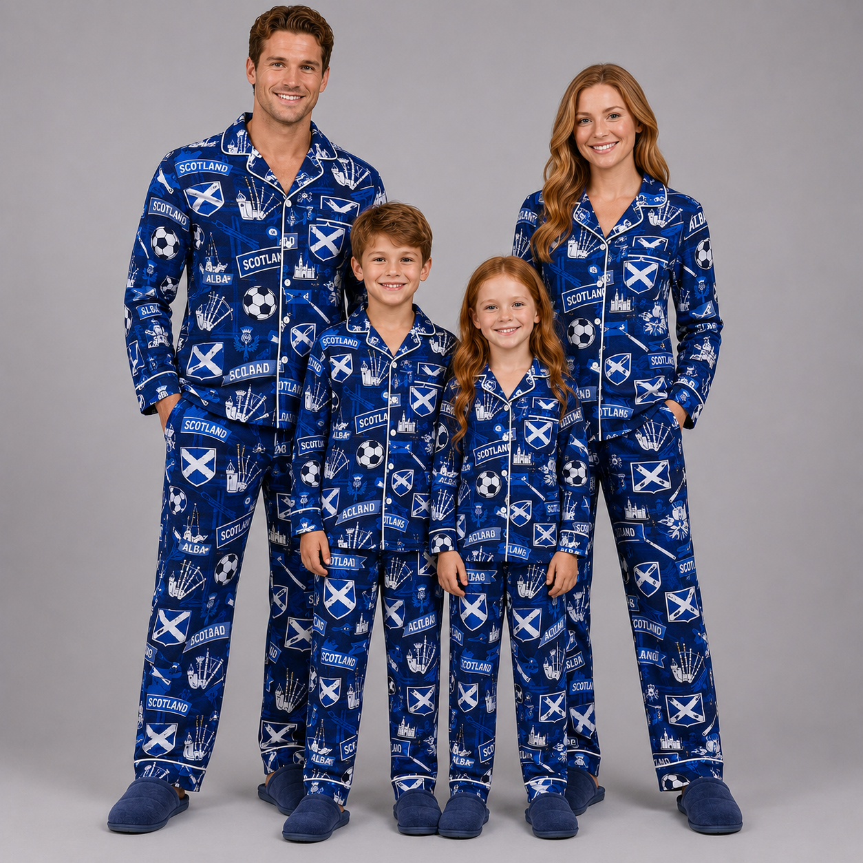 World Cup 2026 Scotland Football Themed All Over Printed Matching Pajama Set