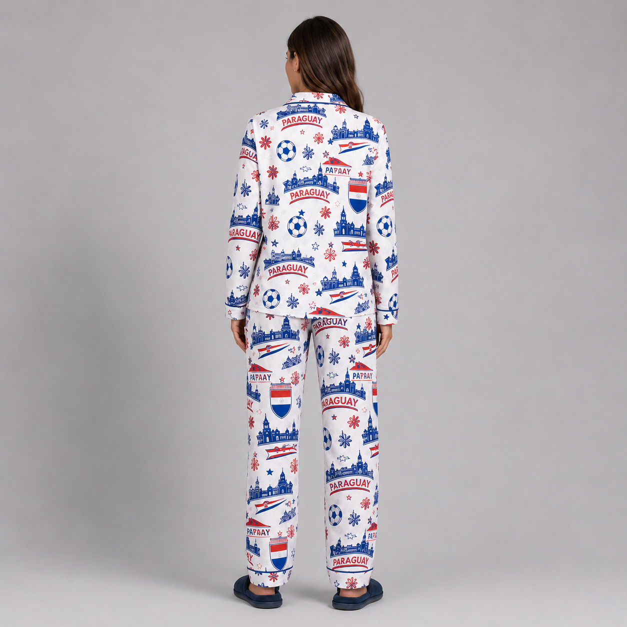 World Cup 2026 Paraguay Football Themed All Over Printed Matching Pajama Set