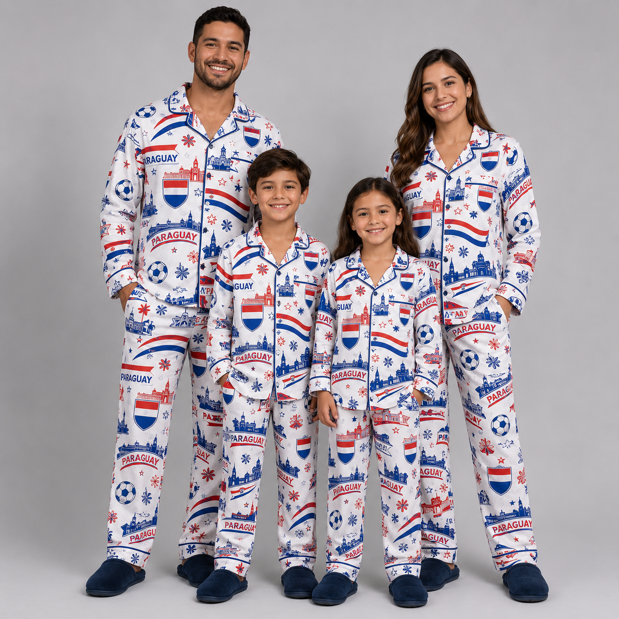 World Cup 2026 Paraguay Football Themed All Over Printed Matching Pajama Set