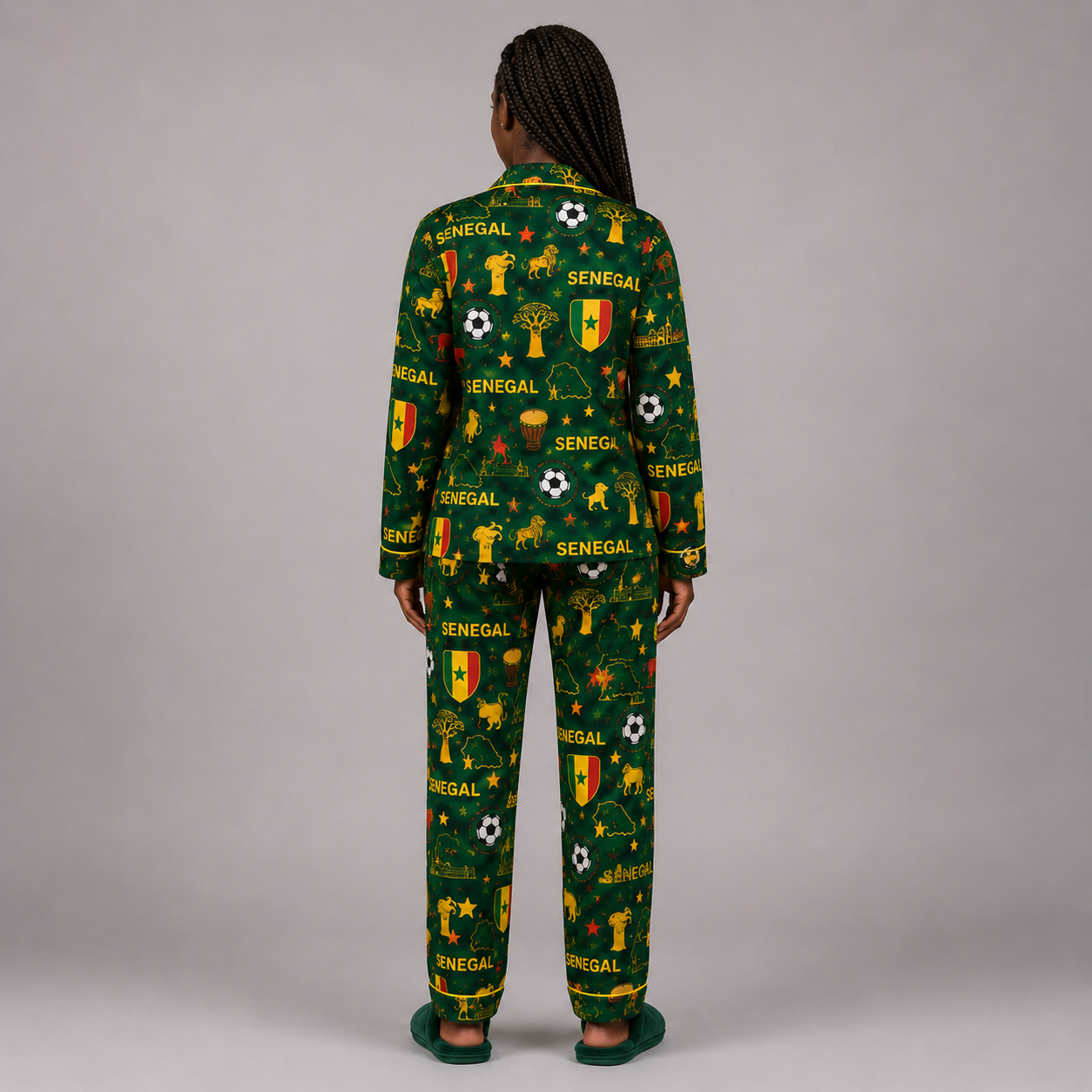 World Cup 2026 Senegal Football Themed All Over Printed Matching Pajama Set