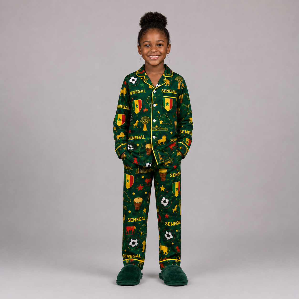 World Cup 2026 Senegal Football Themed All Over Printed Matching Pajama Set
