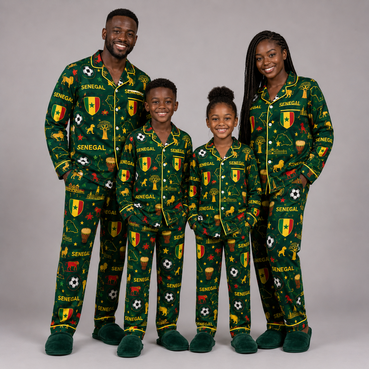 World Cup 2026 Senegal Football Themed All Over Printed Matching Pajama Set