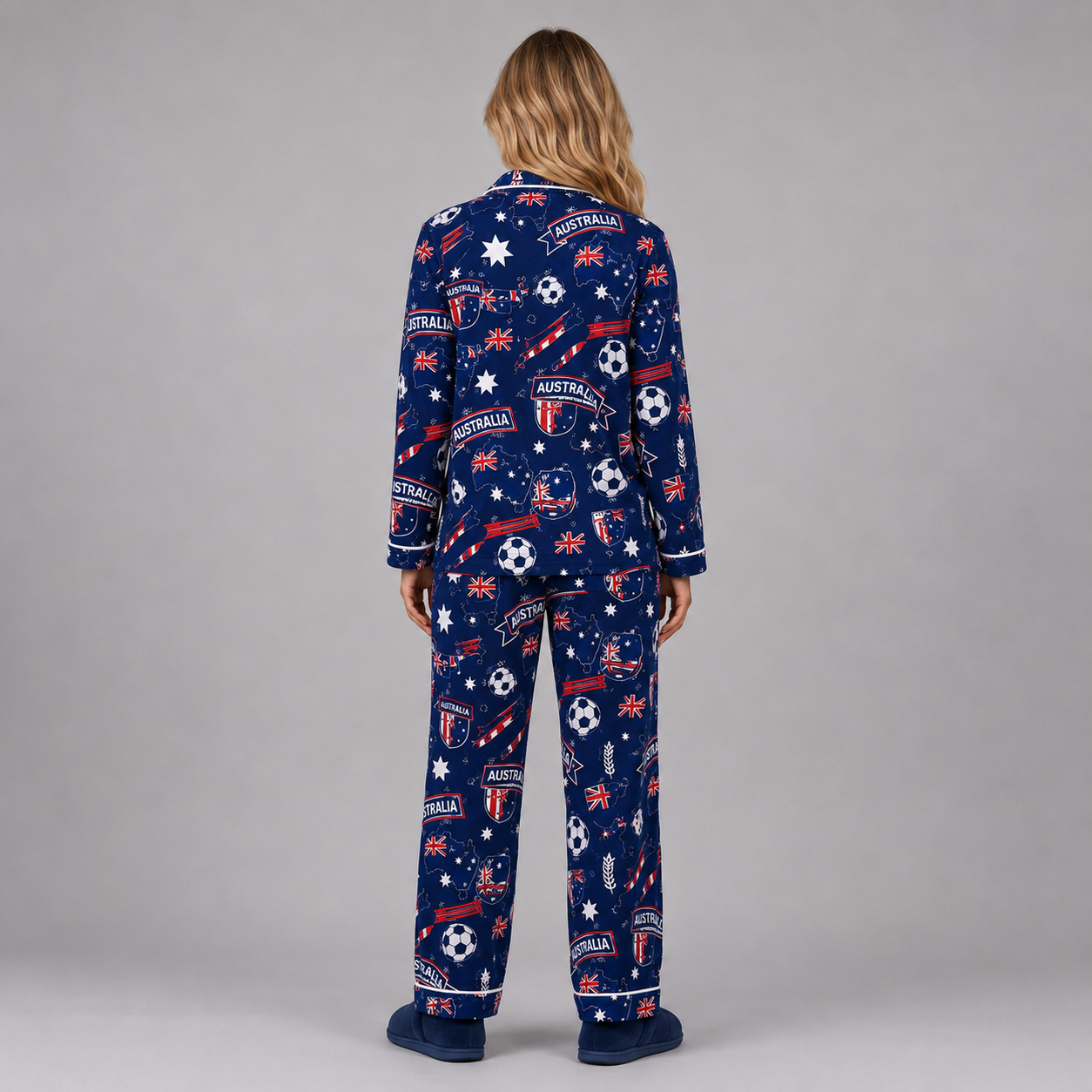 World Cup 2026 Australia Football Themed All Over Printed Matching Pajama Set
