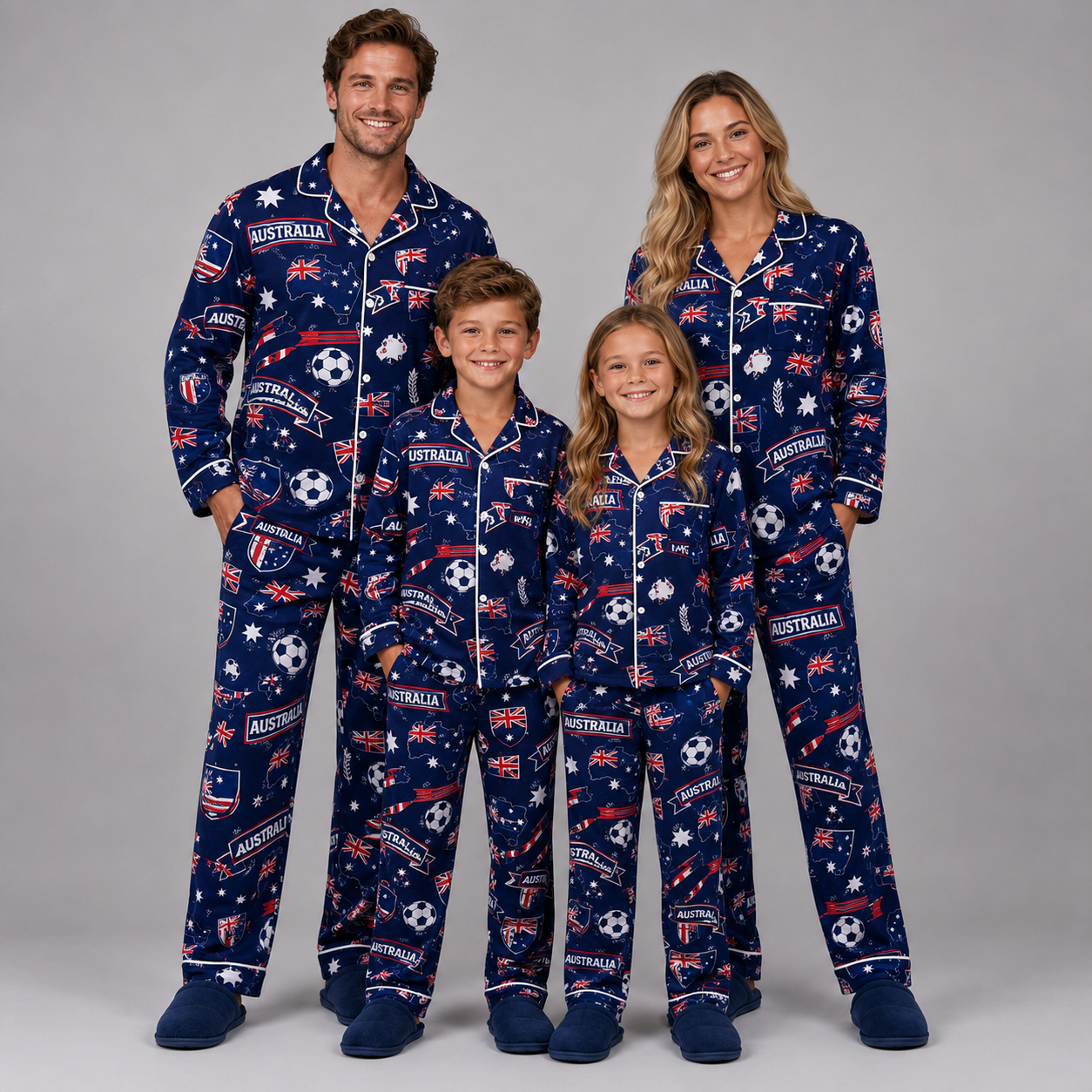 World Cup 2026 Australia Football Themed All Over Printed Matching Pajama Set