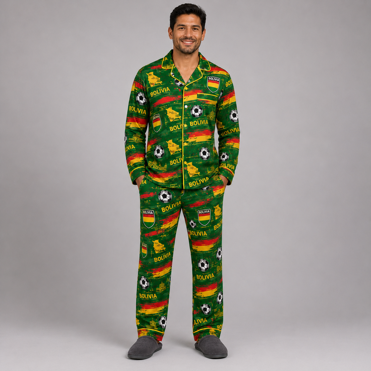 World Cup 2026 Bolivia Football Themed All Over Printed Matching Pajama Set