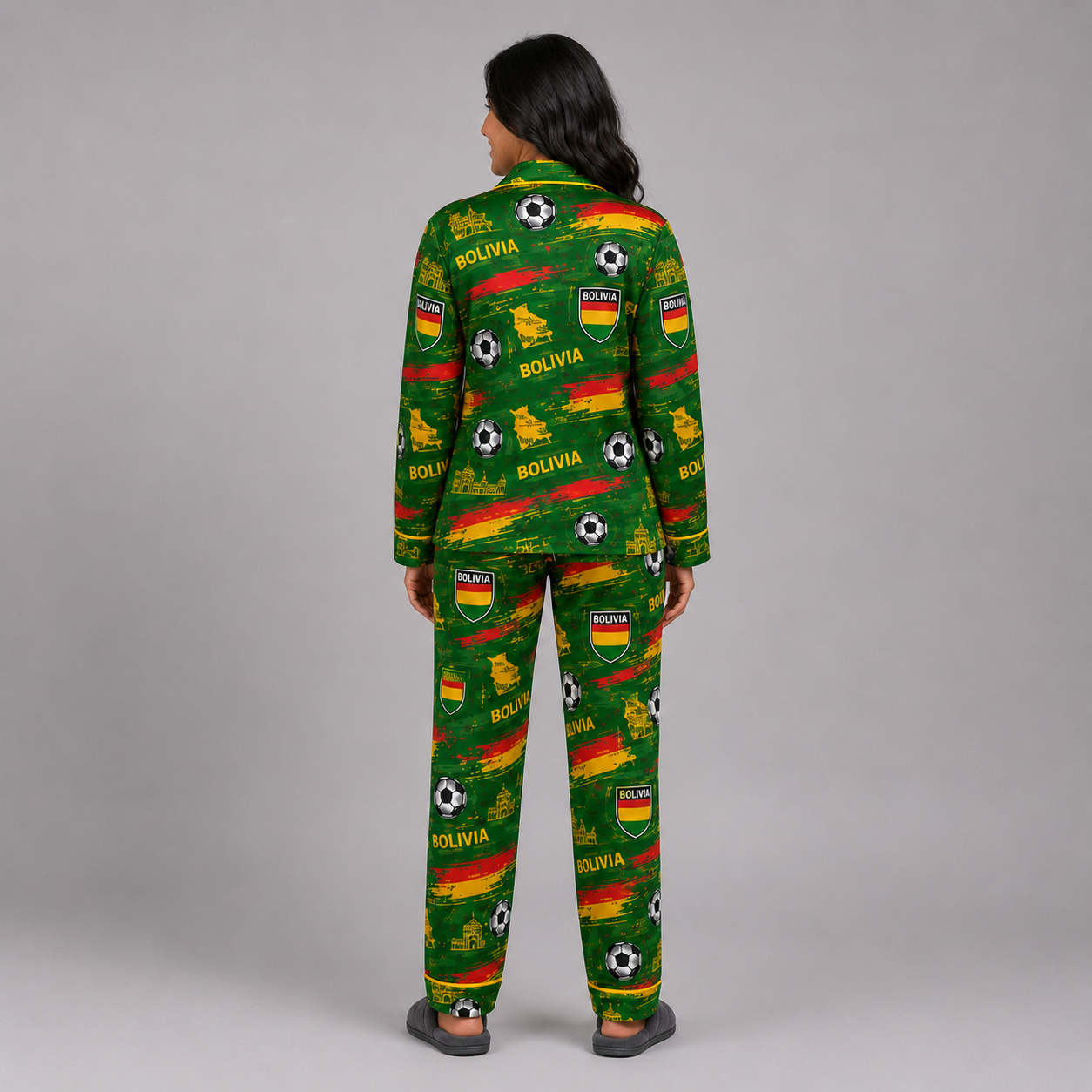 World Cup 2026 Bolivia Football Themed All Over Printed Matching Pajama Set