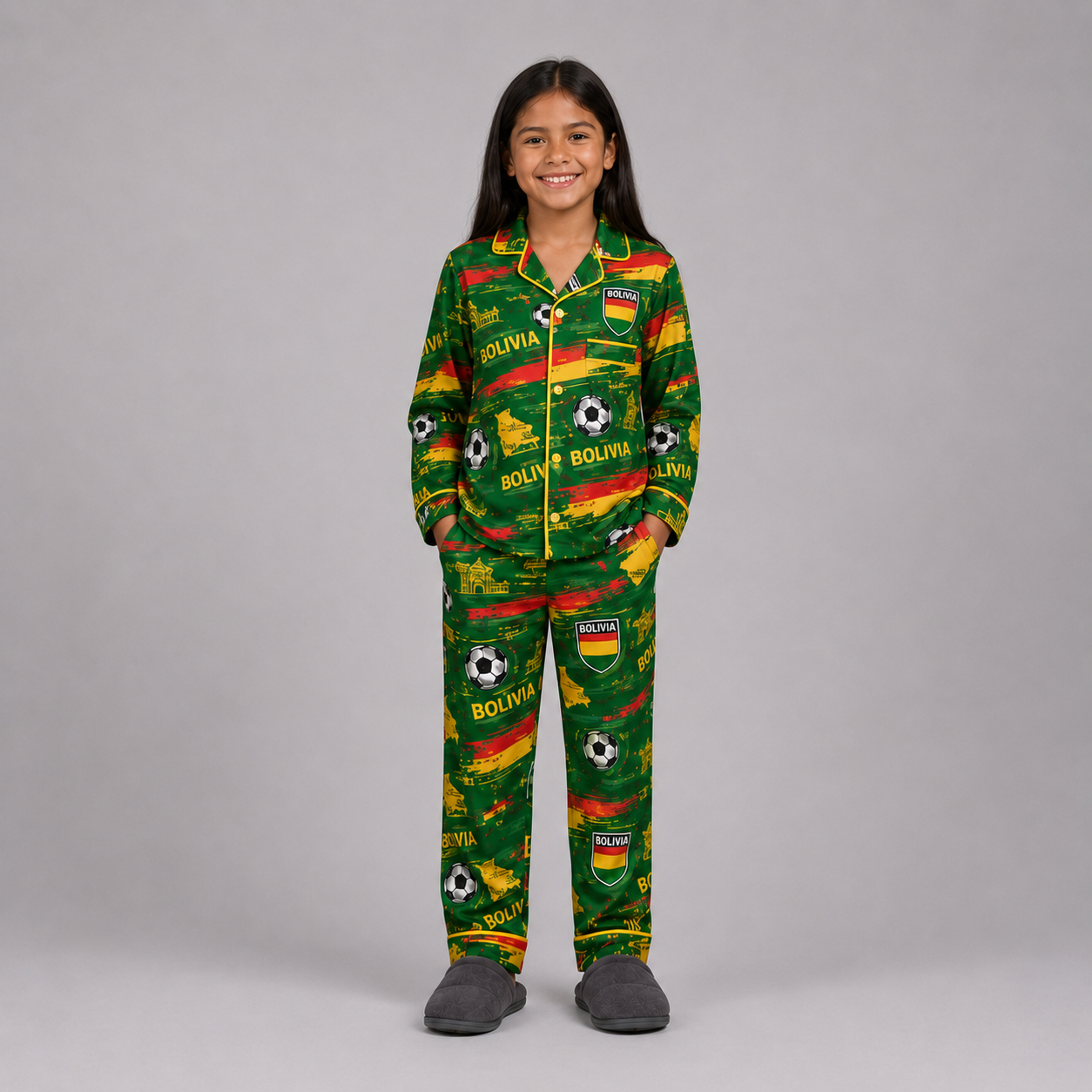 World Cup 2026 Bolivia Football Themed All Over Printed Matching Pajama Set