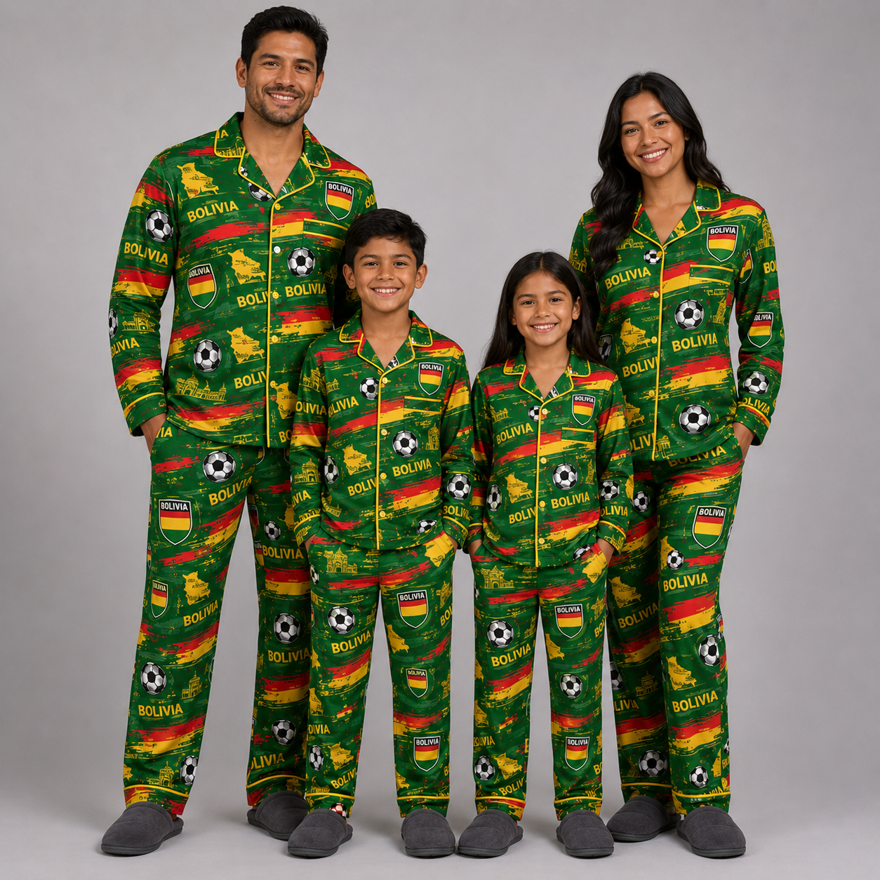 World Cup 2026 Bolivia Football Themed All Over Printed Matching Pajama Set