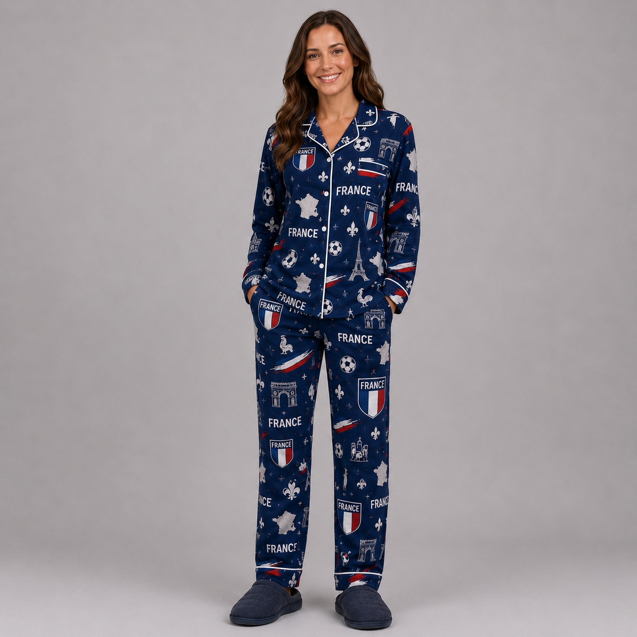 World Cup 2026 France Football Themed All Over Printed Matching Pajama Set
