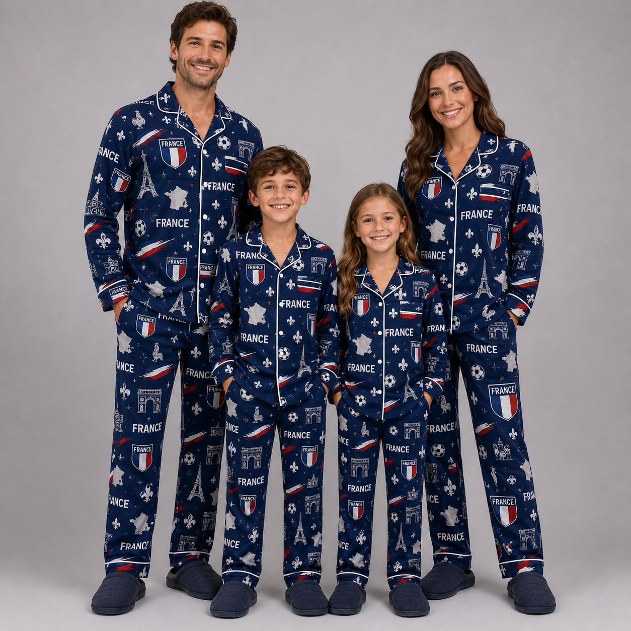 World Cup 2026 France Football Themed All Over Printed Matching Pajama Set