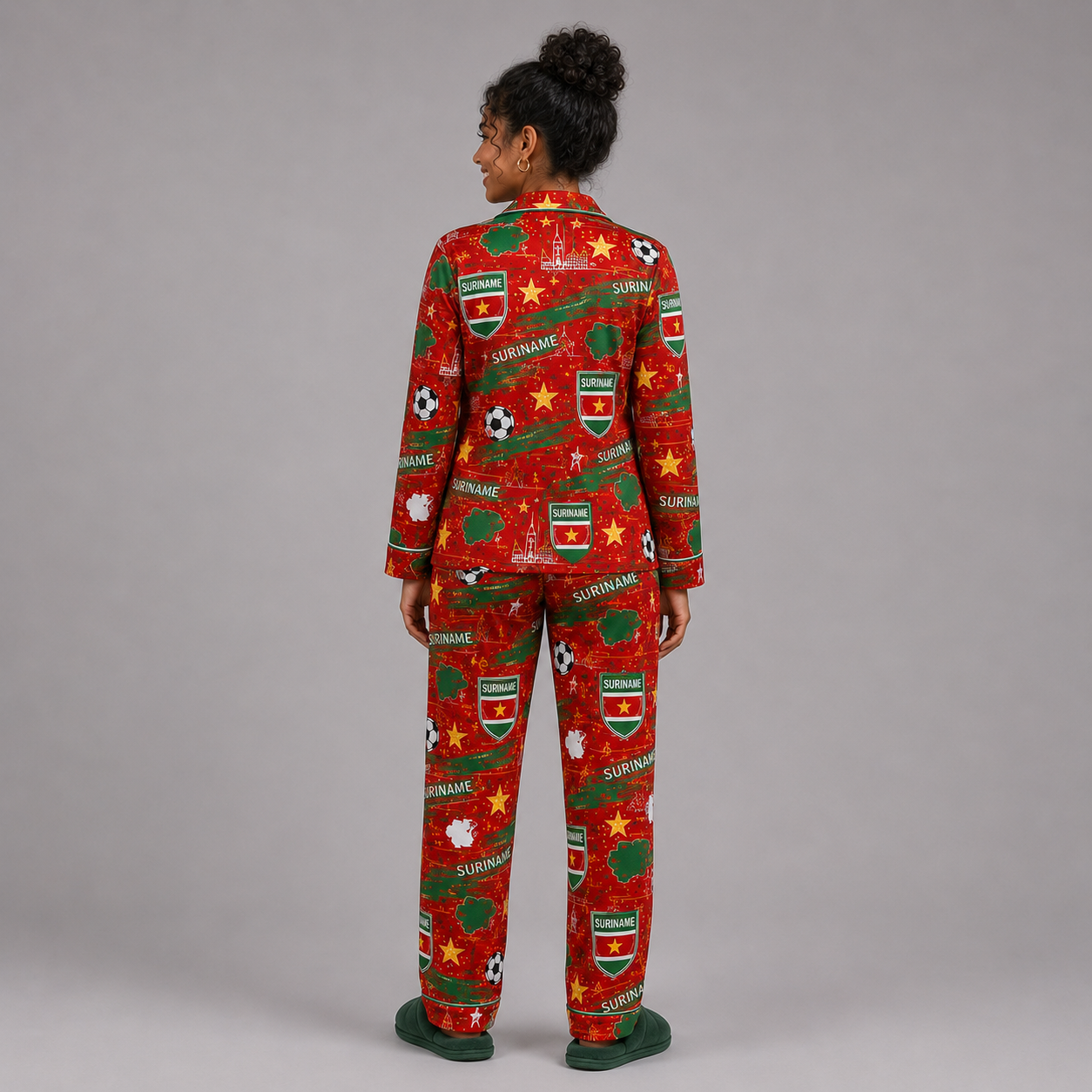 World Cup 2026 Suriname Football Themed All Over Printed Matching Pajama Set