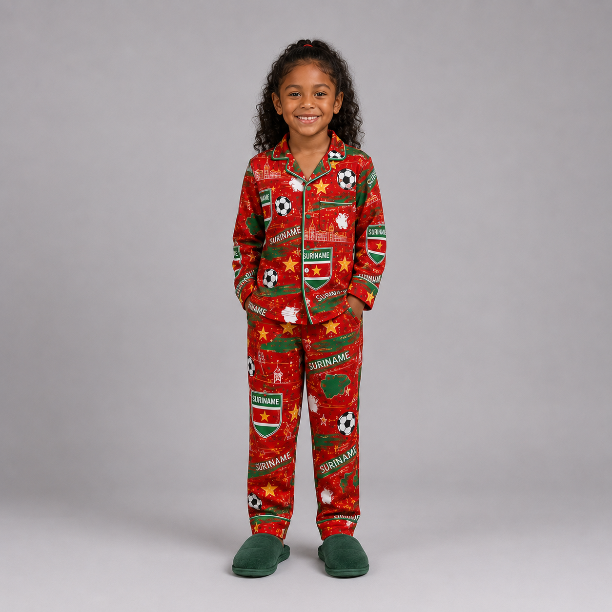 World Cup 2026 Suriname Football Themed All Over Printed Matching Pajama Set