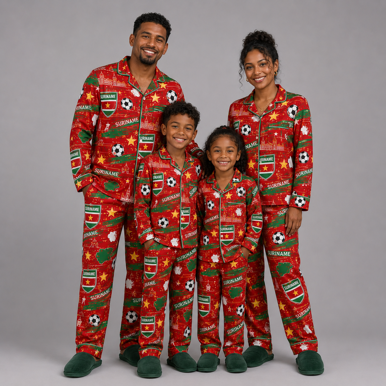 World Cup 2026 Suriname Football Themed All Over Printed Matching Pajama Set