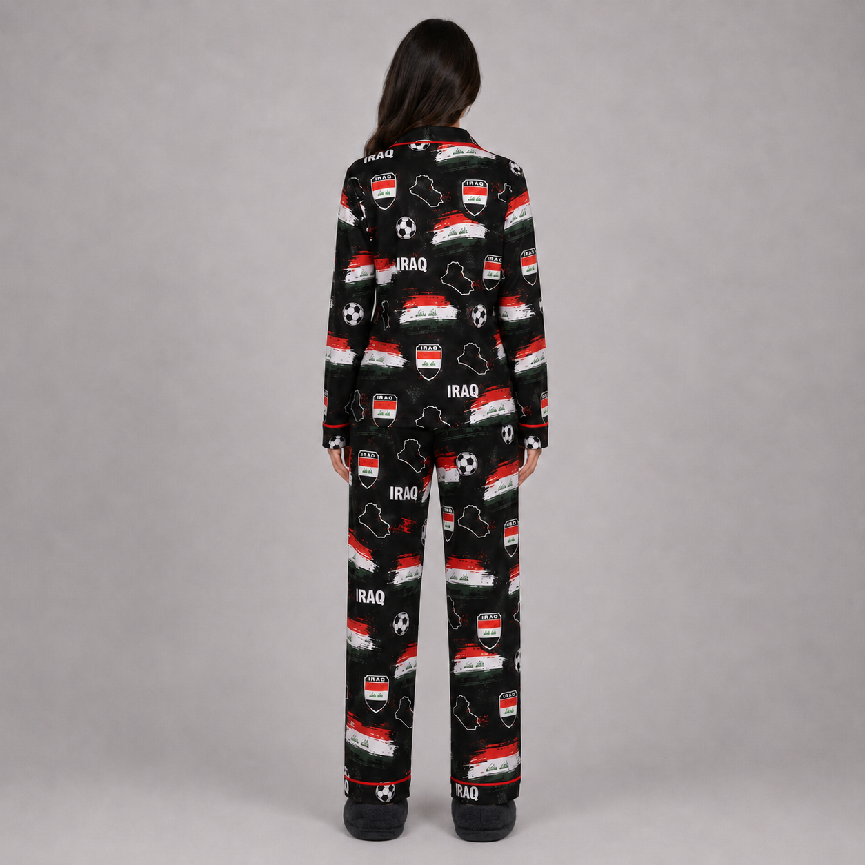 World Cup 2026 Iraq Football Themed All Over Printed Matching Pajama Set