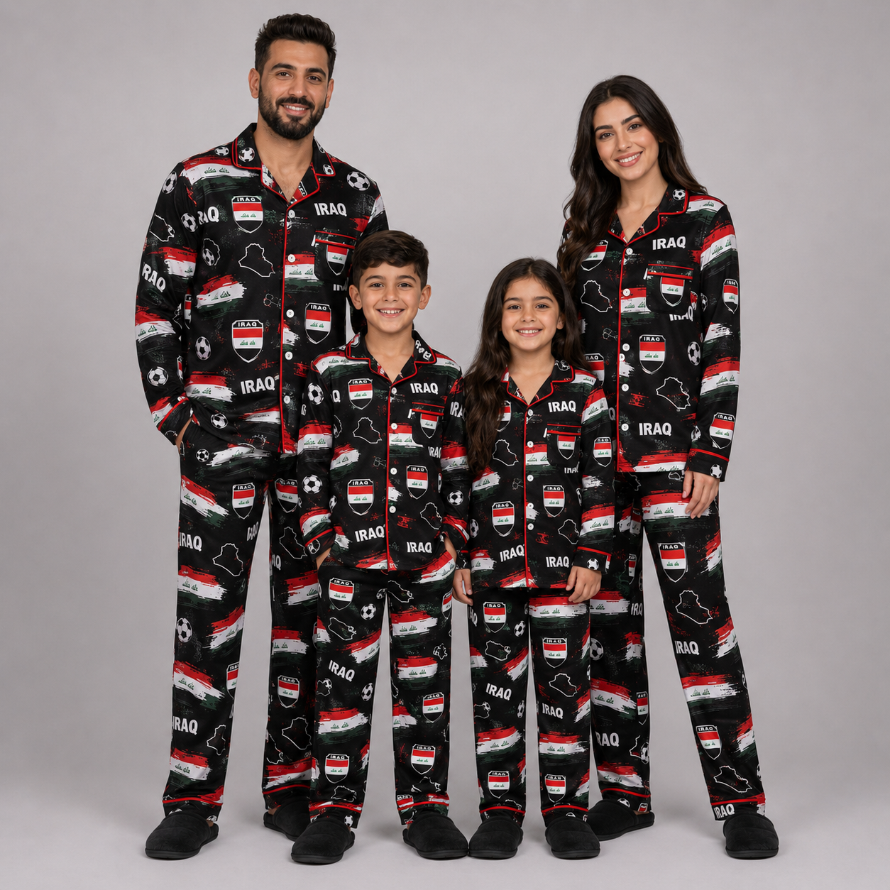 World Cup 2026 Iraq Football Themed All Over Printed Matching Pajama Set