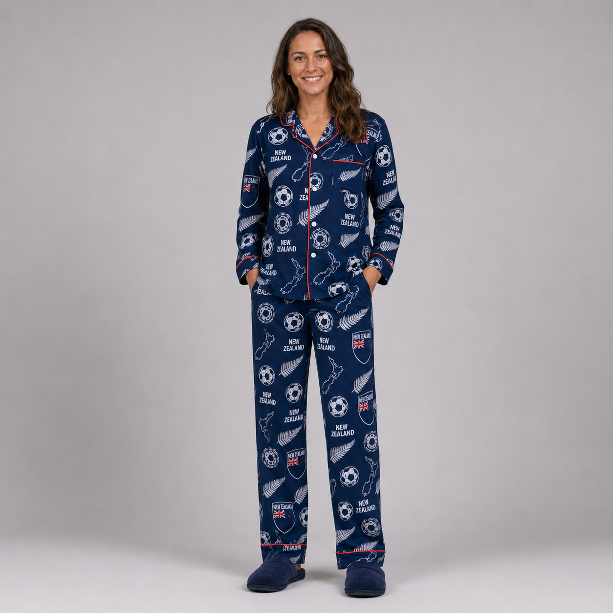 World Cup 2026 New Zealand Football Themed All Over Printed Matching Pajama Set